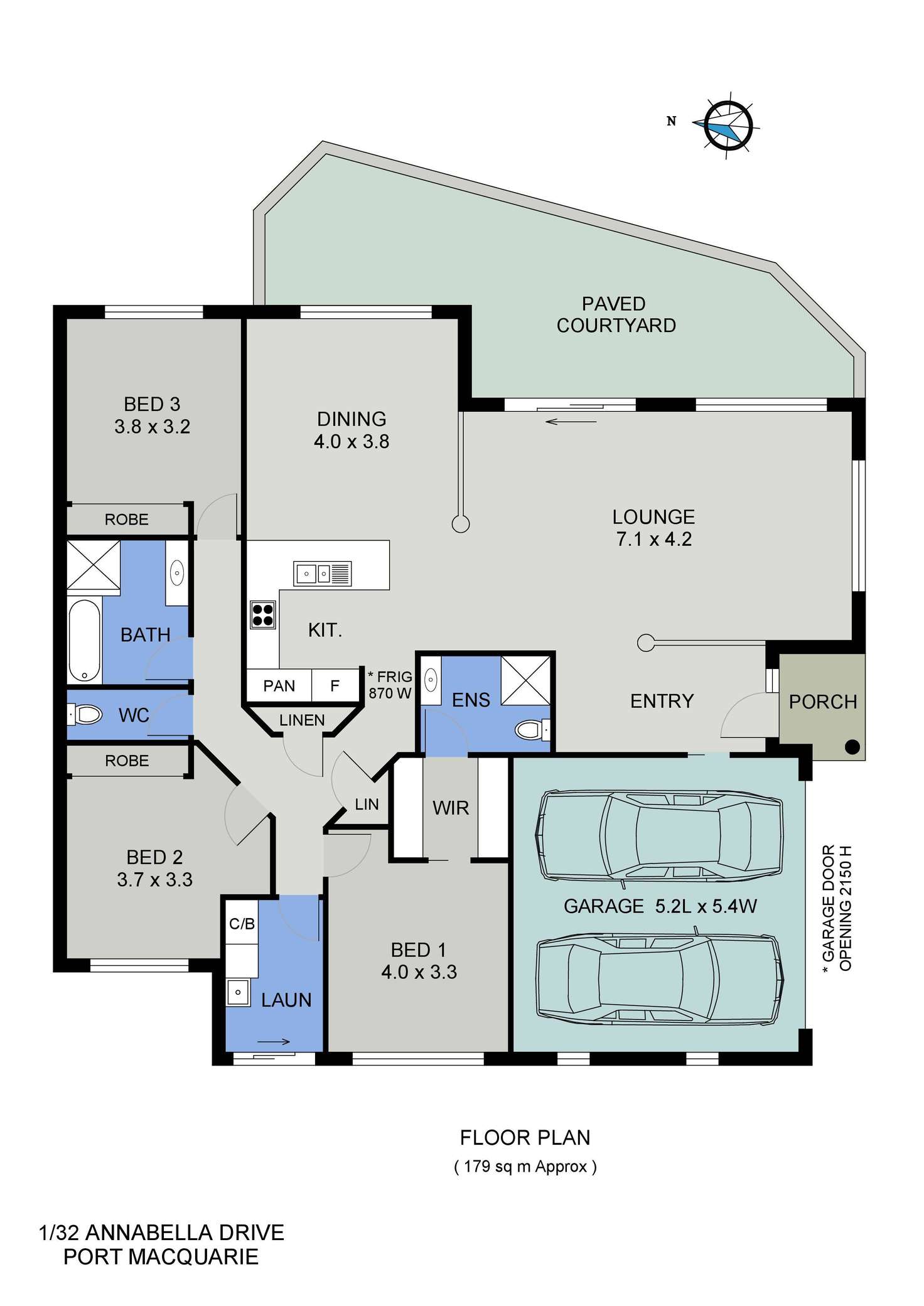 Floorplan of Homely villa listing, 1/32 Annabella Drive, Port Macquarie NSW 2444