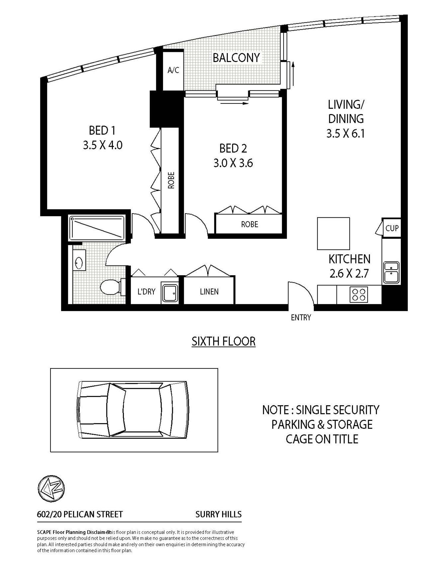 Floorplan of Homely apartment listing, 602/20 Pelican Street, Surry Hills NSW 2010
