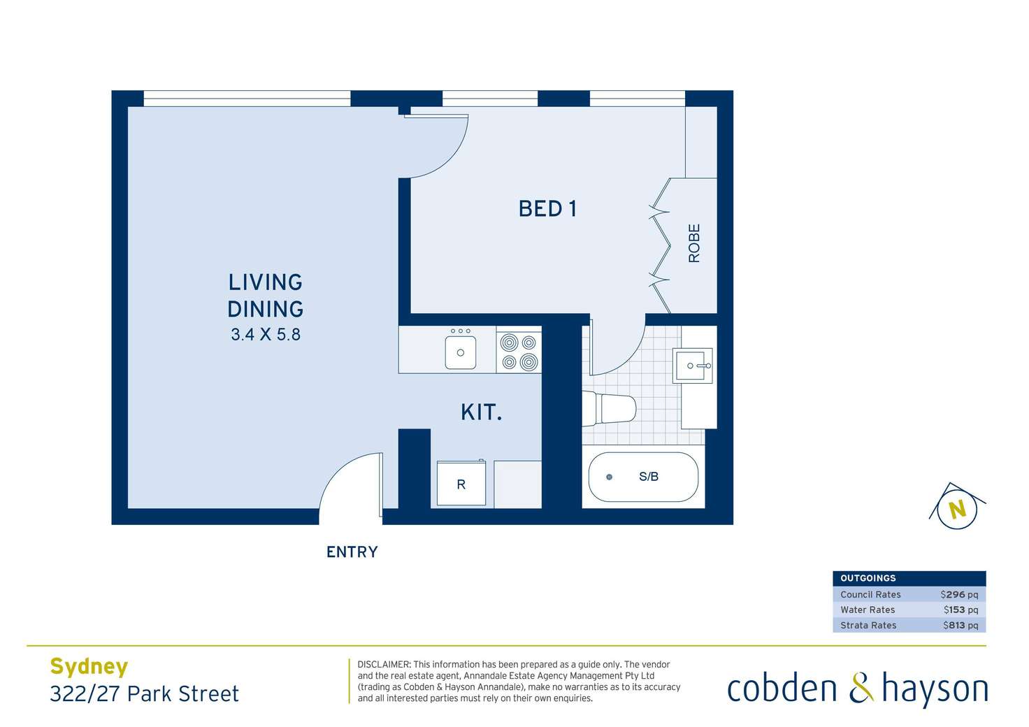 Floorplan of Homely apartment listing, 322/27 Park Street, Sydney NSW 2000