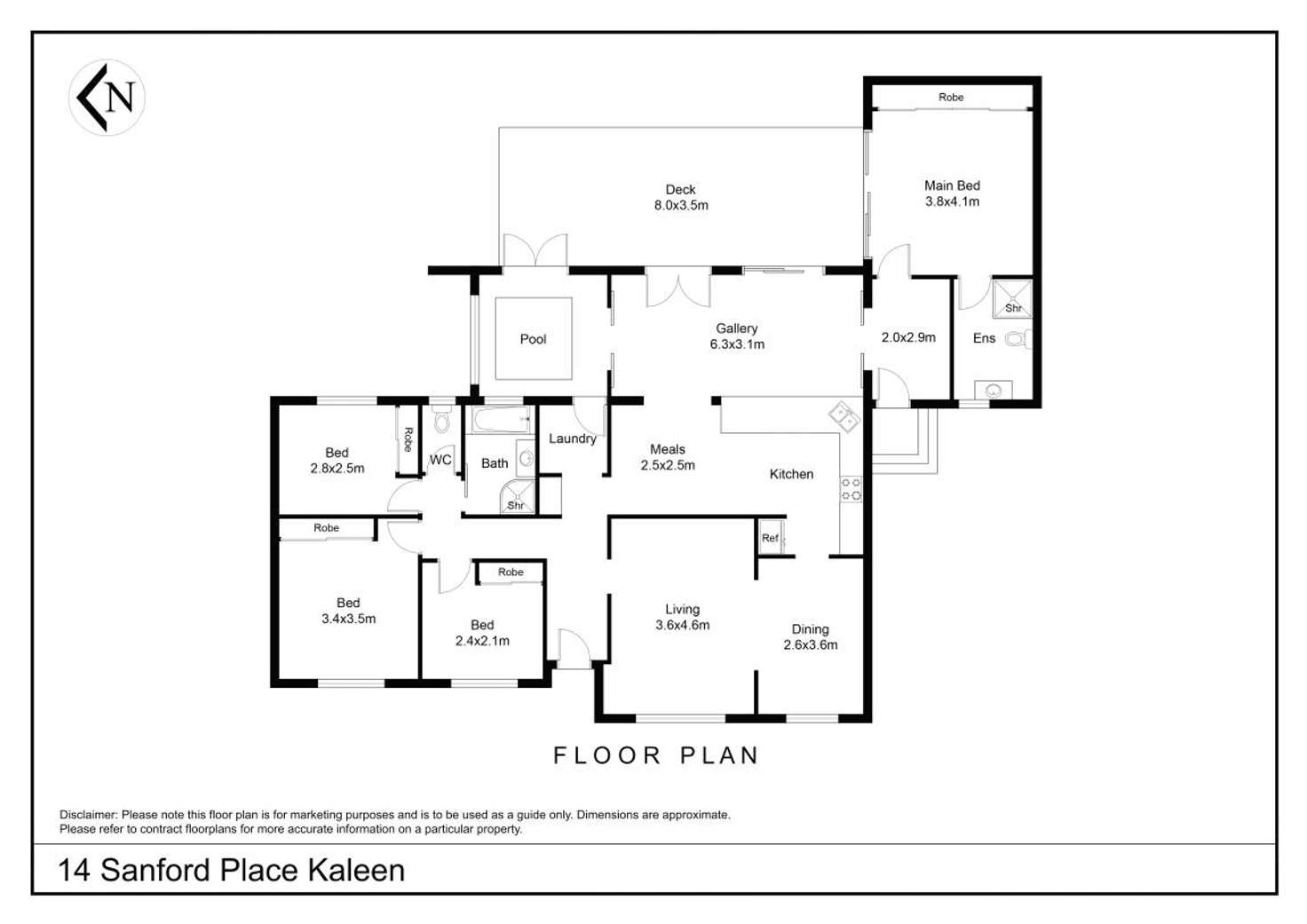 Floorplan of Homely house listing, 14 Sanford Place, Kaleen ACT 2617