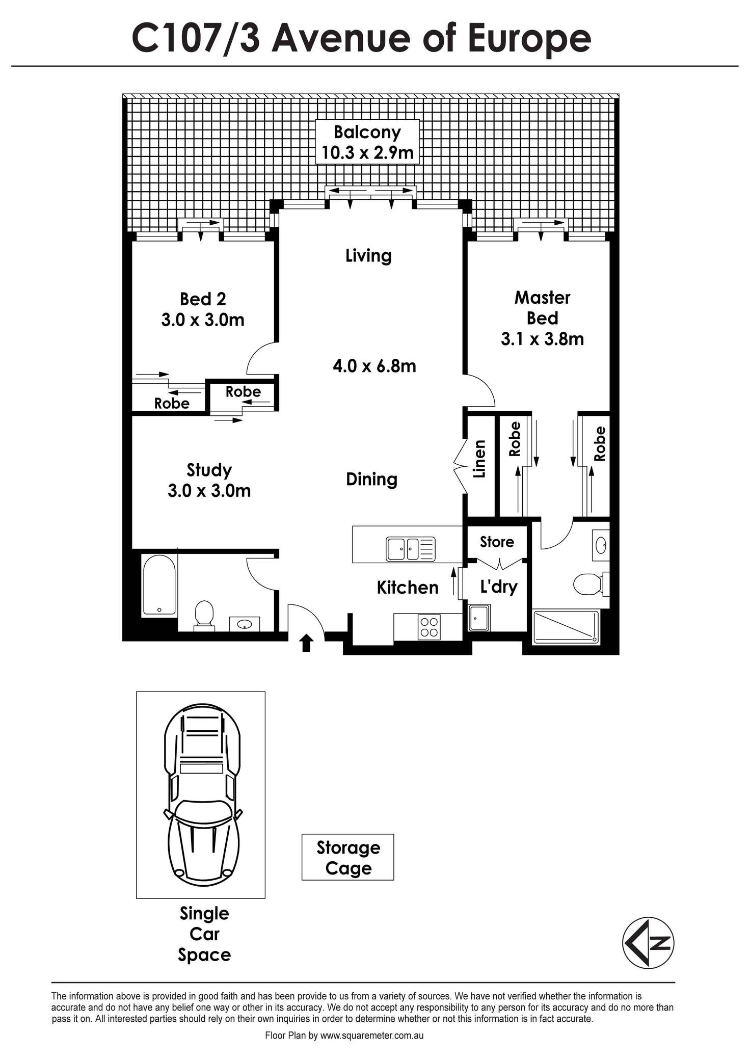 Floorplan of Homely apartment listing, C107/3 Avenue Of Europe, Newington NSW 2127
