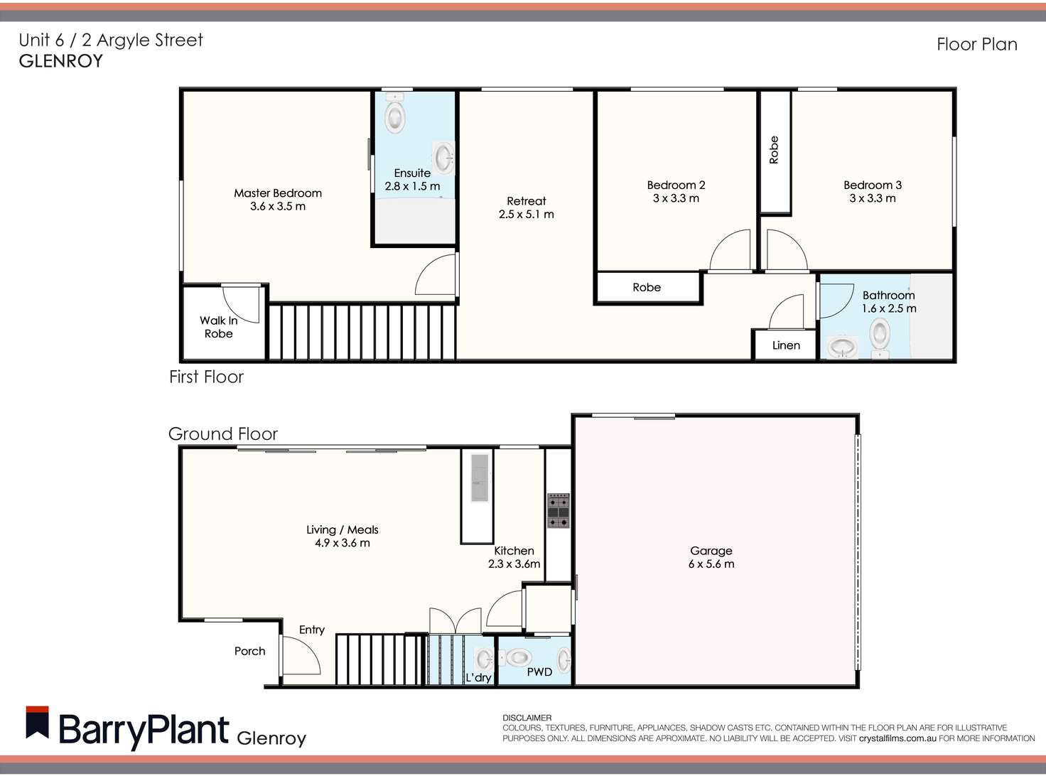 Floorplan of Homely townhouse listing, 6/2 Argyle Street, Glenroy VIC 3046