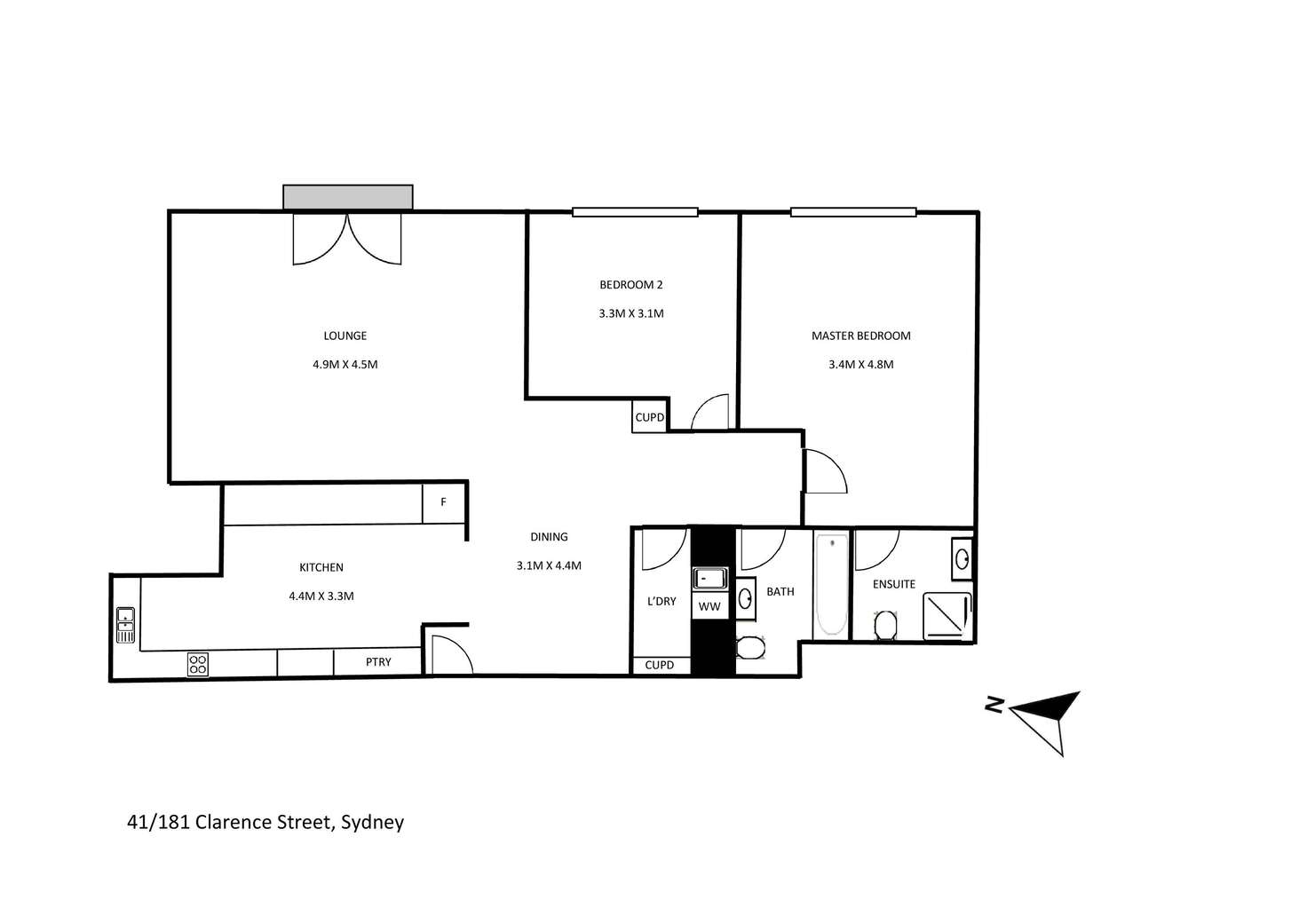Floorplan of Homely apartment listing, 41/181 Clarence Street, Sydney NSW 2000