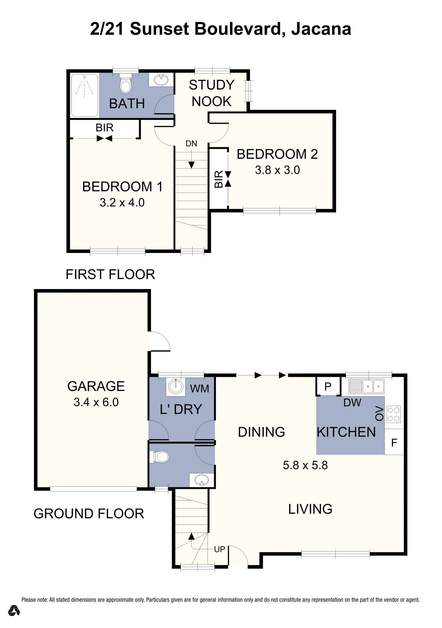 Floorplan of Homely townhouse listing, 2/21 Sunset Boulevard, Jacana VIC 3047