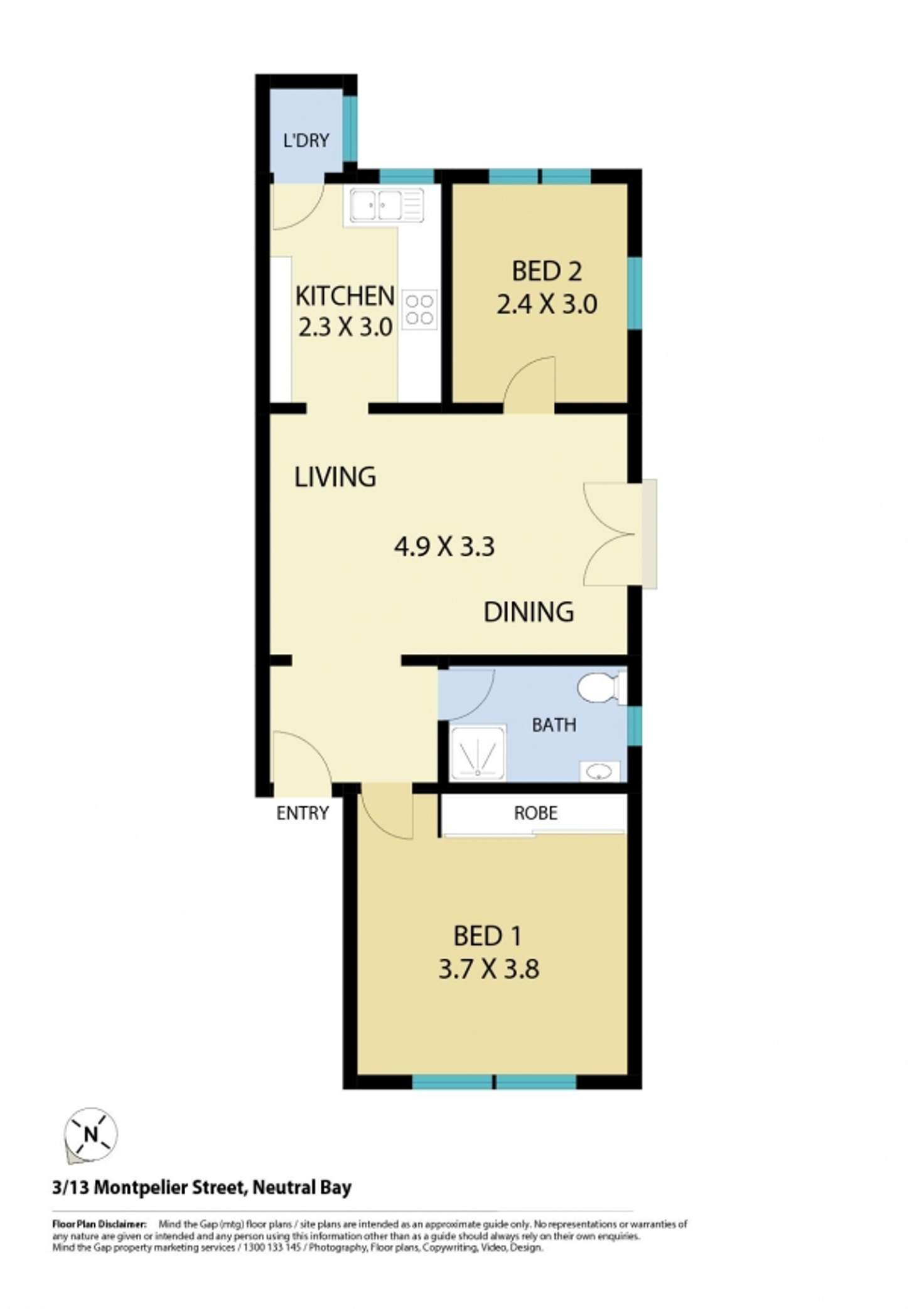 Floorplan of Homely apartment listing, 3/13 Montpelier Street, Neutral Bay NSW 2089