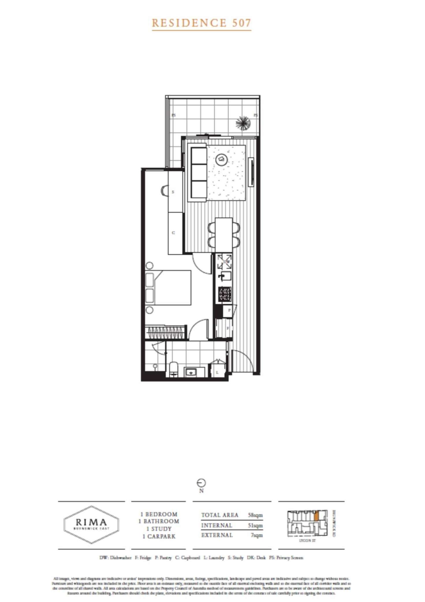 Floorplan of Homely apartment listing, 507/26 Lygon Street, Brunswick East VIC 3057