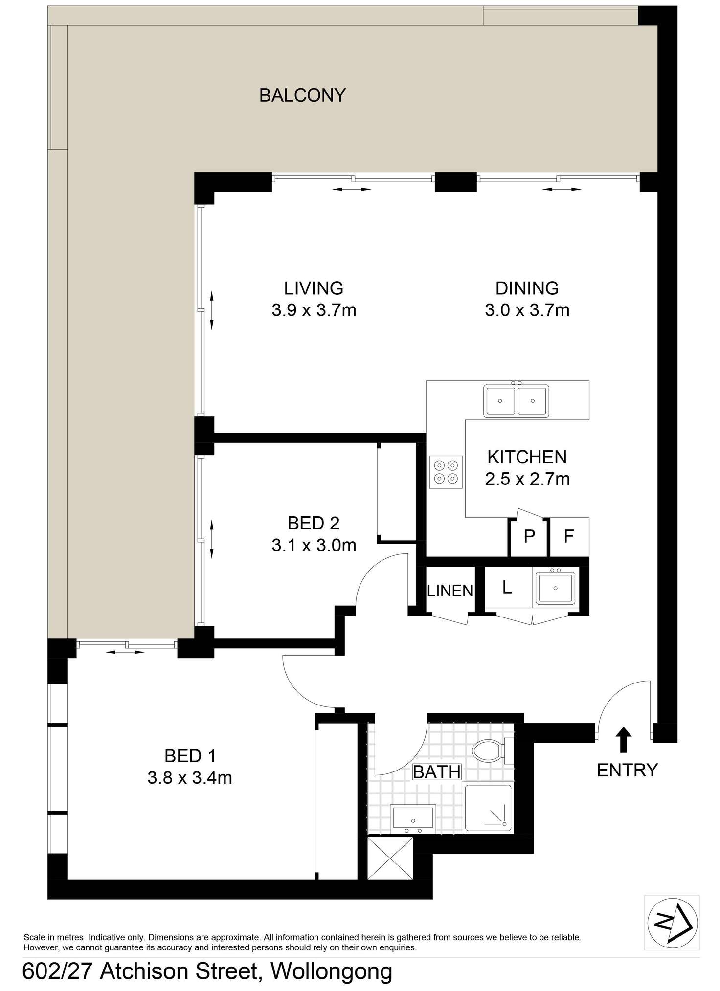 Floorplan of Homely apartment listing, 602/27 Atchison Street, Wollongong NSW 2500