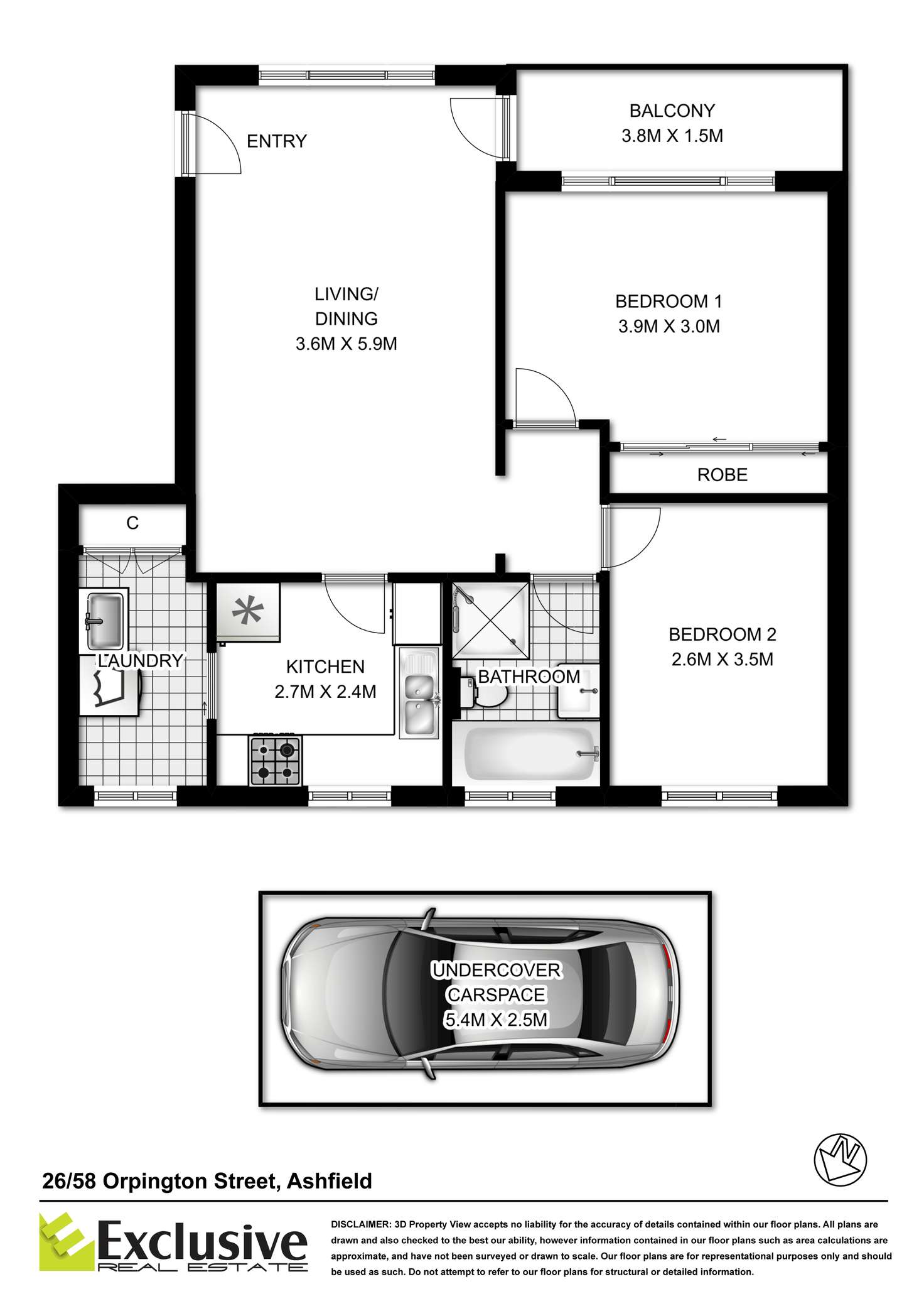 Floorplan of Homely apartment listing, 26/58 Orpington Street, Ashfield NSW 2131