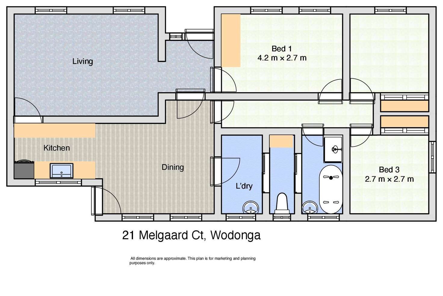 Floorplan of Homely house listing, 21 Melgaard Court, Wodonga VIC 3690