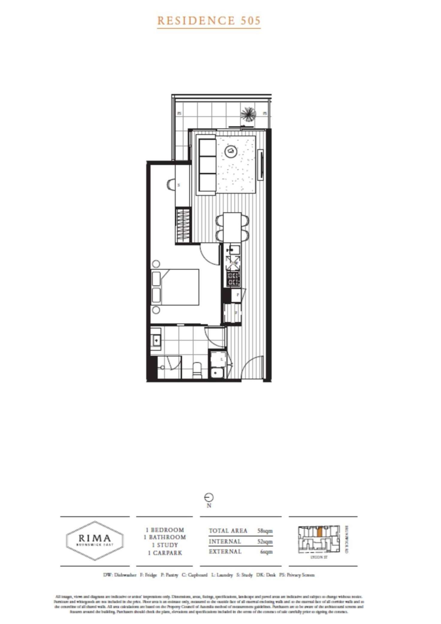 Floorplan of Homely apartment listing, 505/26 Lygon Street, Brunswick East VIC 3057