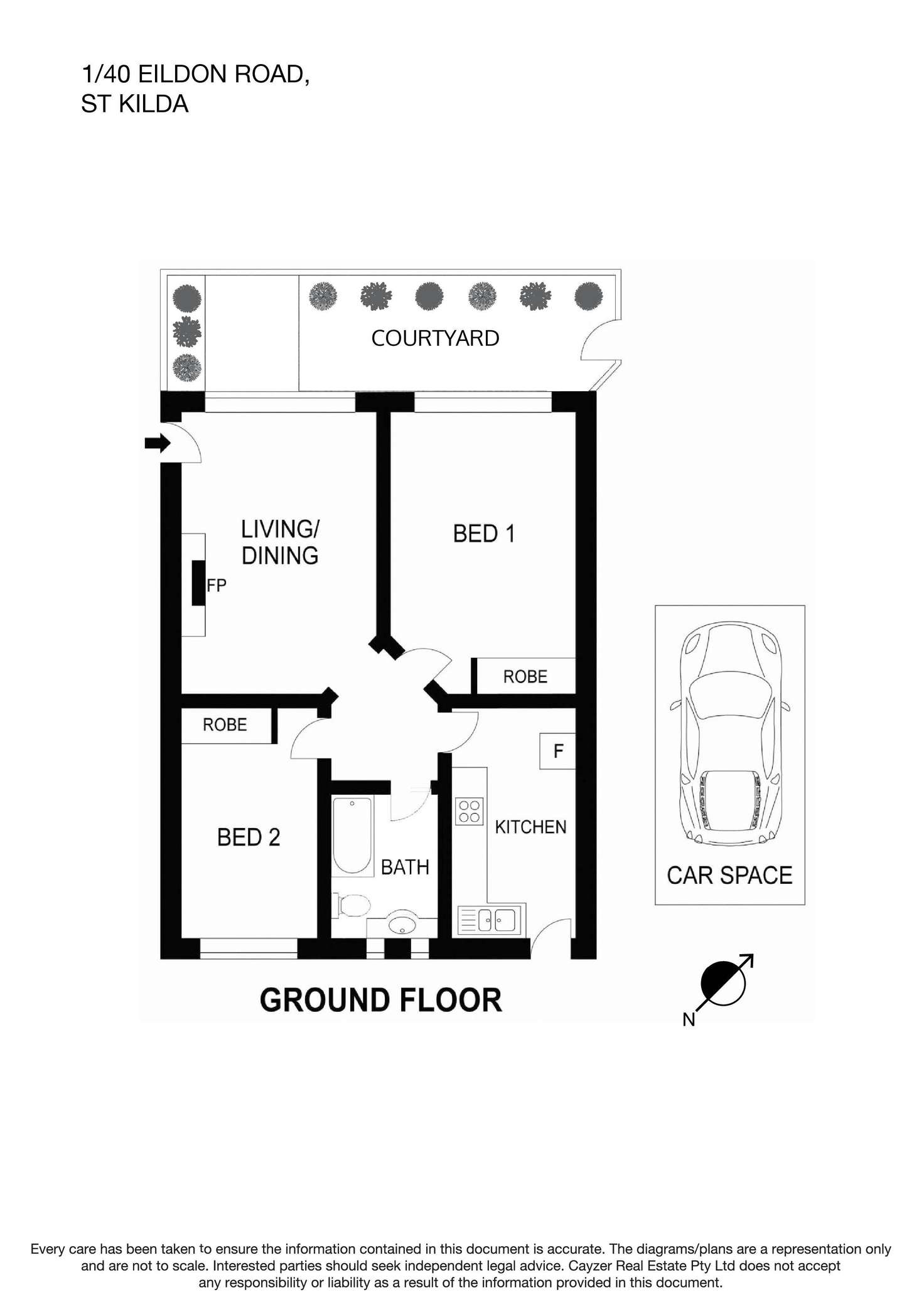 Floorplan of Homely apartment listing, 1/40 Eildon Road, St Kilda VIC 3182