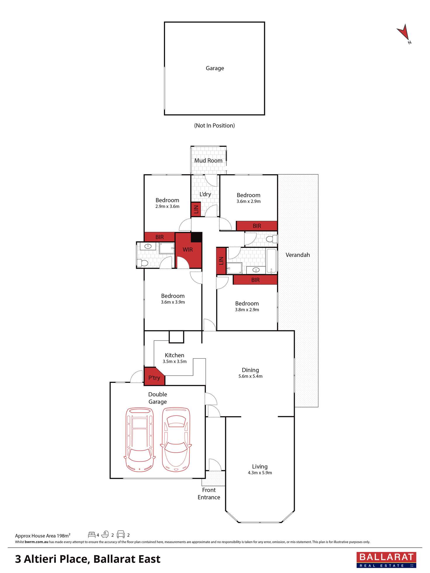 Floorplan of Homely house listing, 3 Altieri Place, Ballarat East VIC 3350