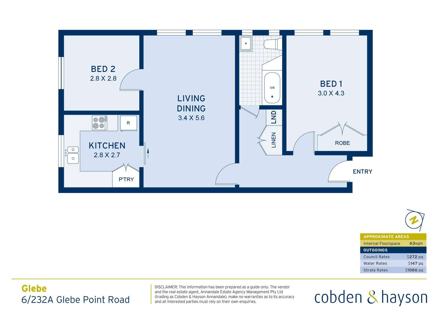 Floorplan of Homely apartment listing, 6/232A Glebe Point Road, Glebe NSW 2037