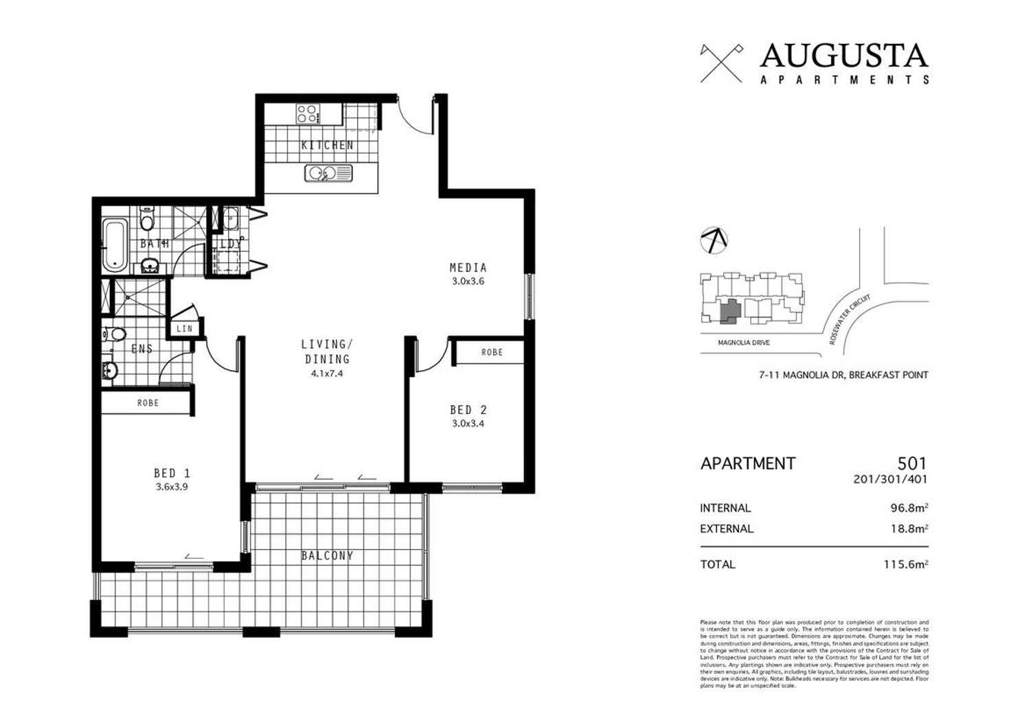 Floorplan of Homely apartment listing, 301/7-11 Magnolia Drive, Breakfast Point NSW 2137