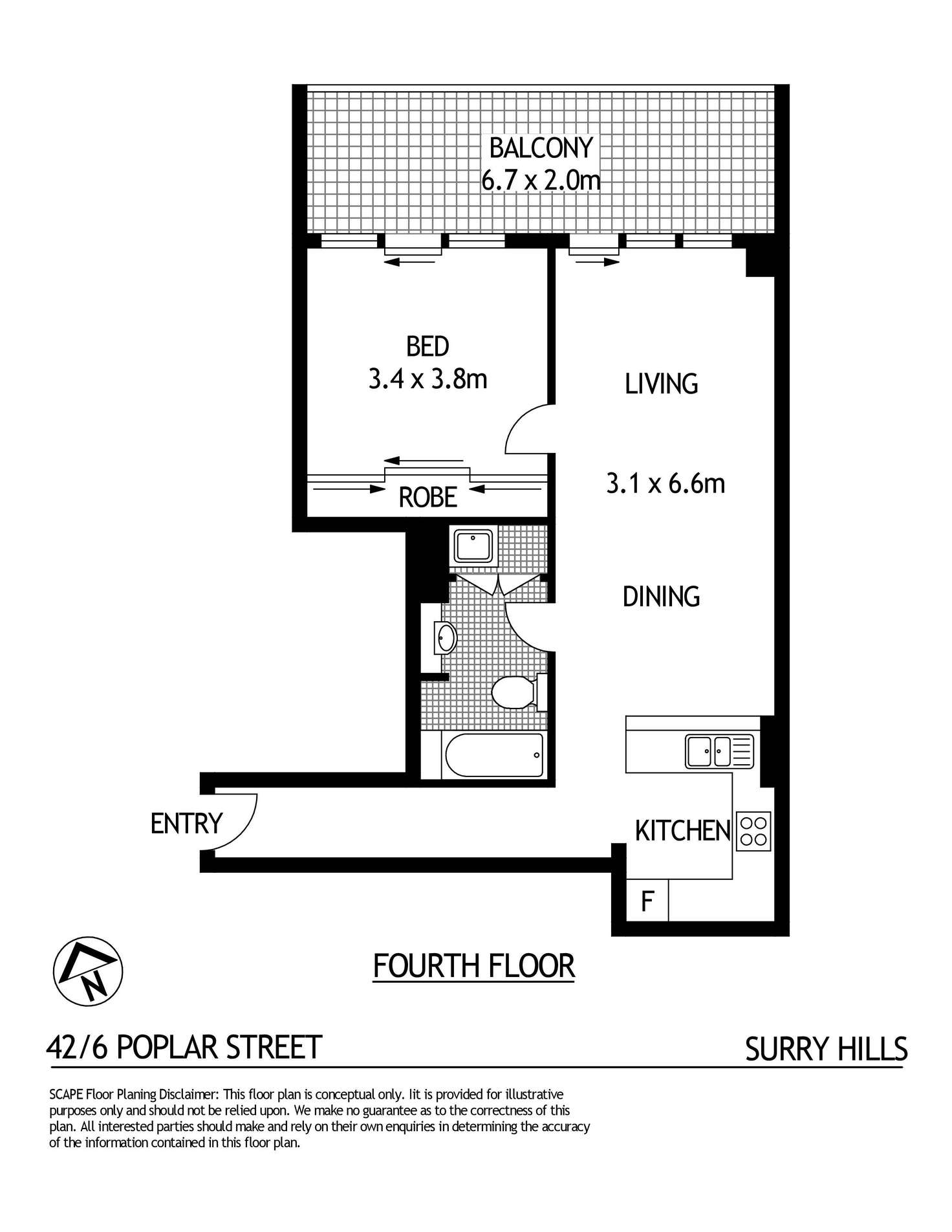 Floorplan of Homely apartment listing, 42/6 Poplar Street, Surry Hills NSW 2010