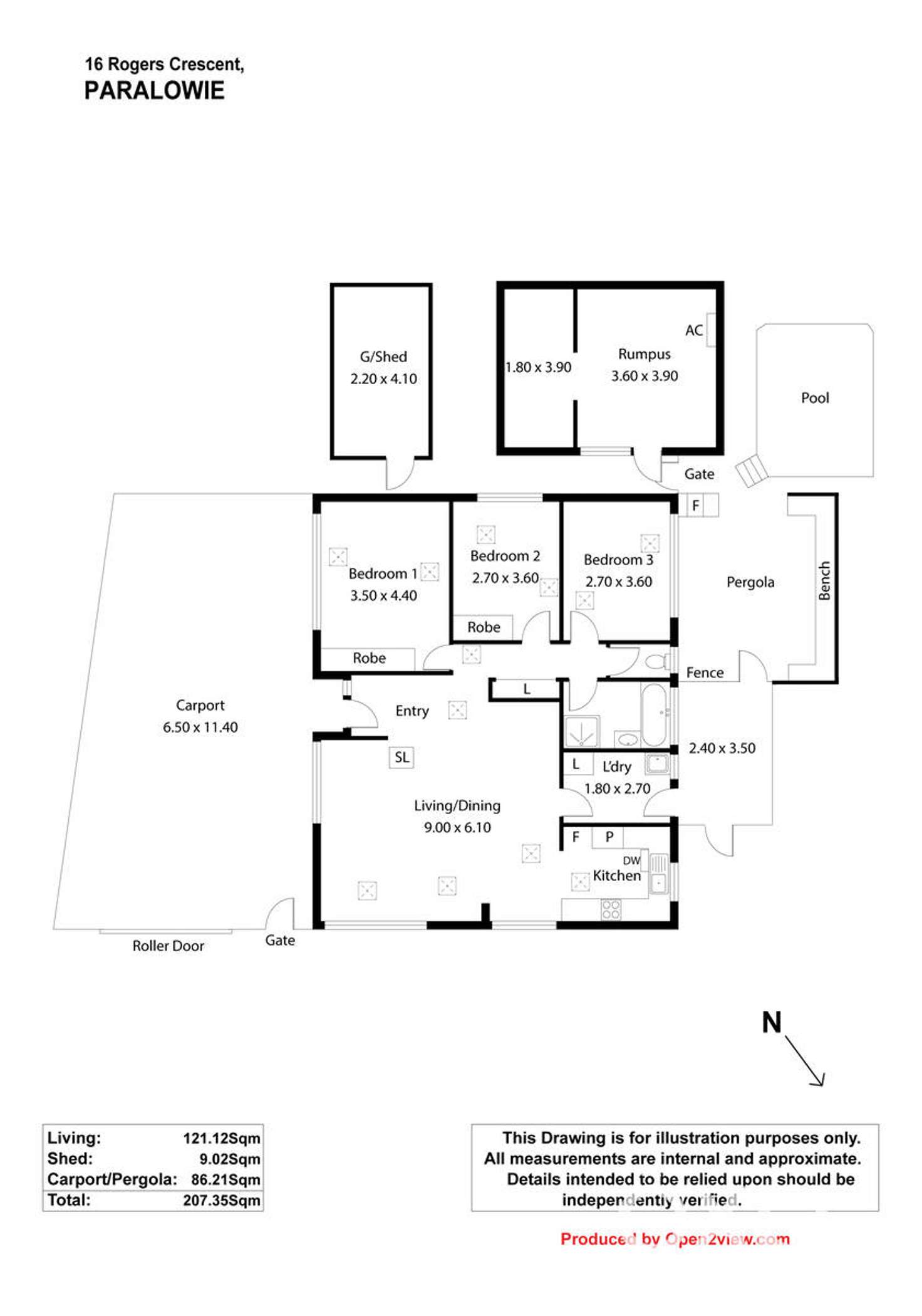 Floorplan of Homely house listing, 16 Rogers Cres Crescent, Paralowie SA 5108