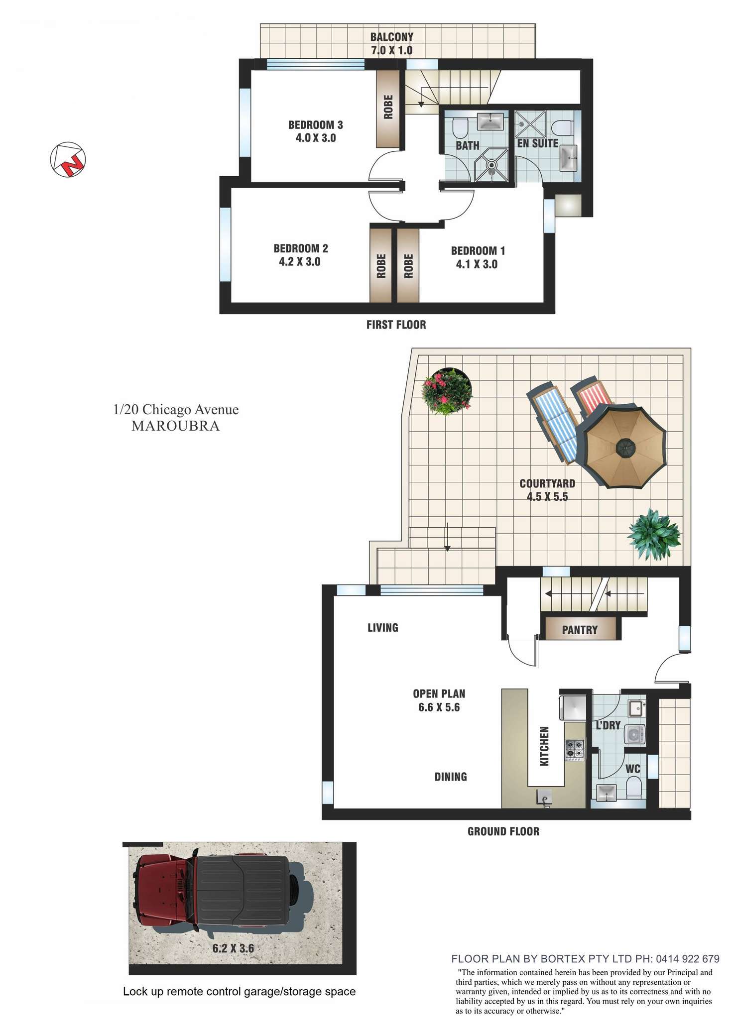 Floorplan of Homely townhouse listing, 1/20 Chicago Avenue, Maroubra NSW 2035