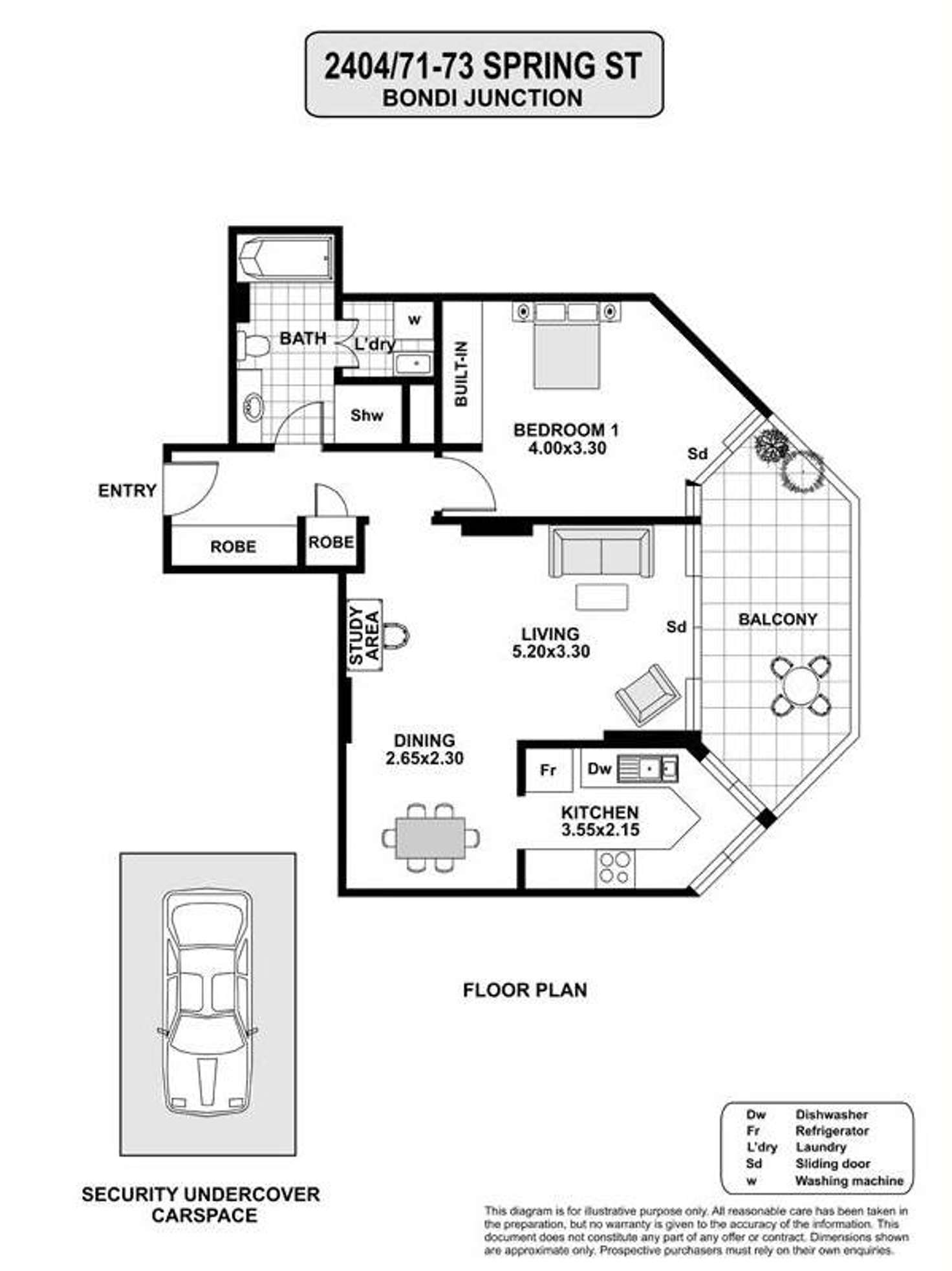 Floorplan of Homely apartment listing, Level 24/2404/71-73 Spring Street, Bondi Junction NSW 2022