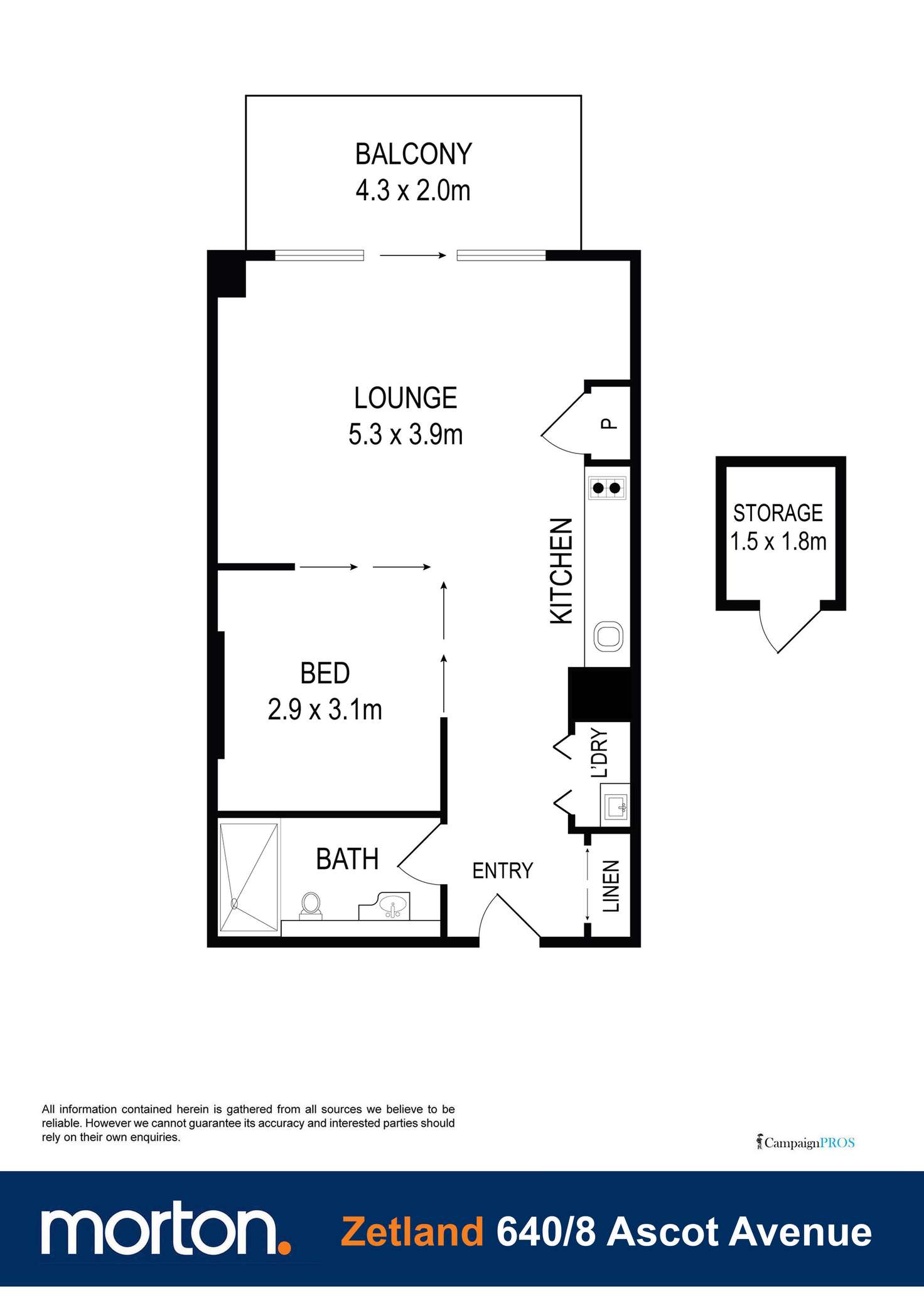Floorplan of Homely apartment listing, 640/8 Ascot Avenue, Zetland NSW 2017