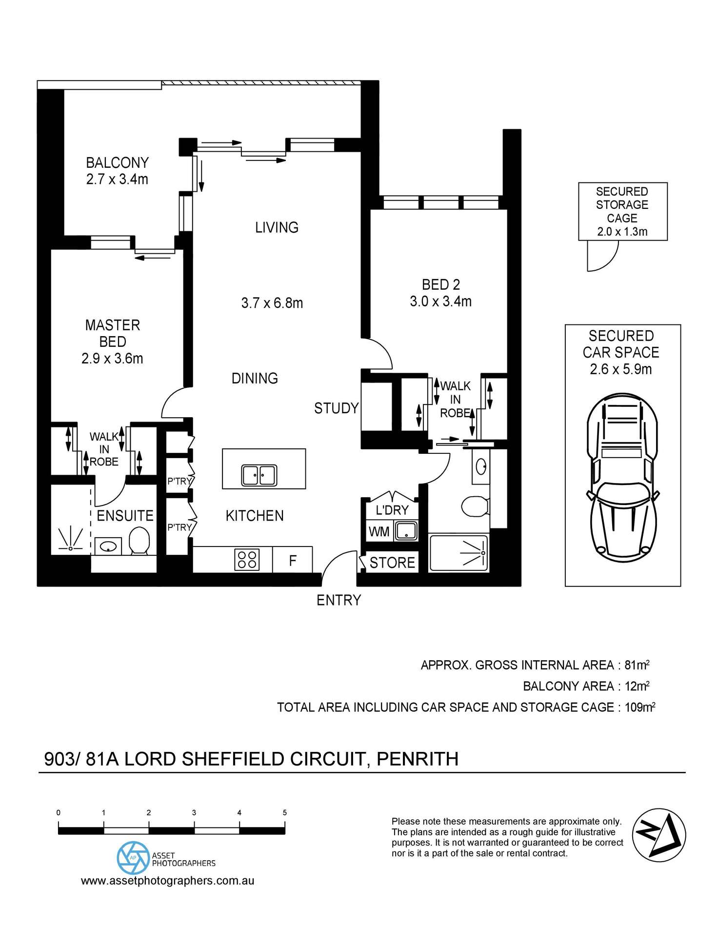 Floorplan of Homely apartment listing, 903/81A Lord Sheffield Circuit, Penrith NSW 2750