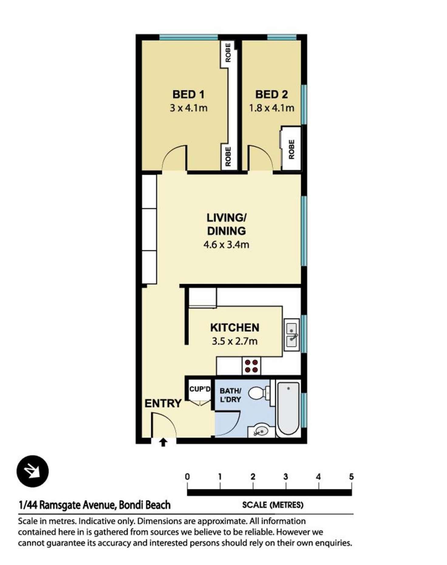 Floorplan of Homely unit listing, 1/44 Ramsgate Avenue, Bondi Beach NSW 2026