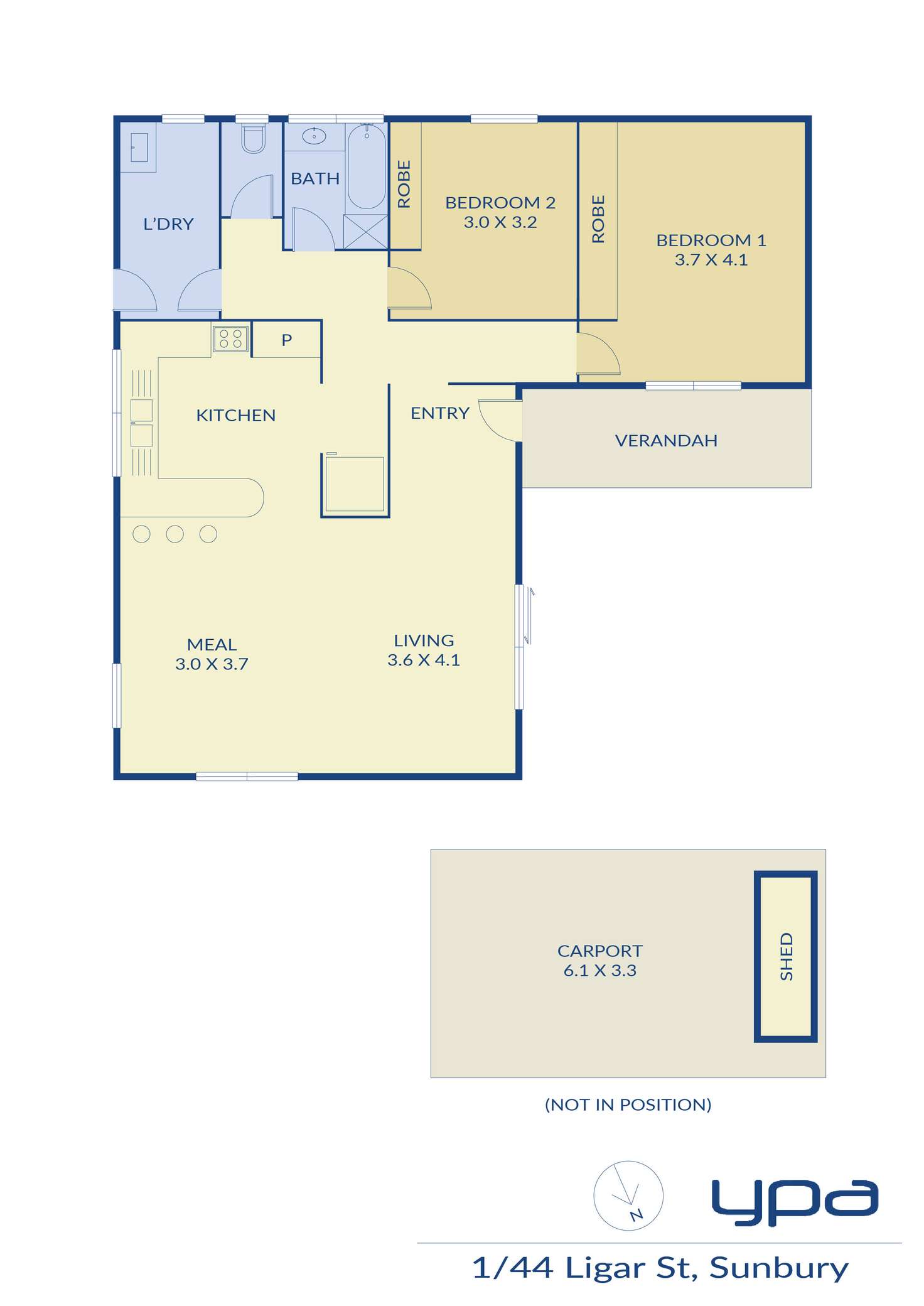 Floorplan of Homely unit listing, 1/44 Ligar Street, Sunbury VIC 3429