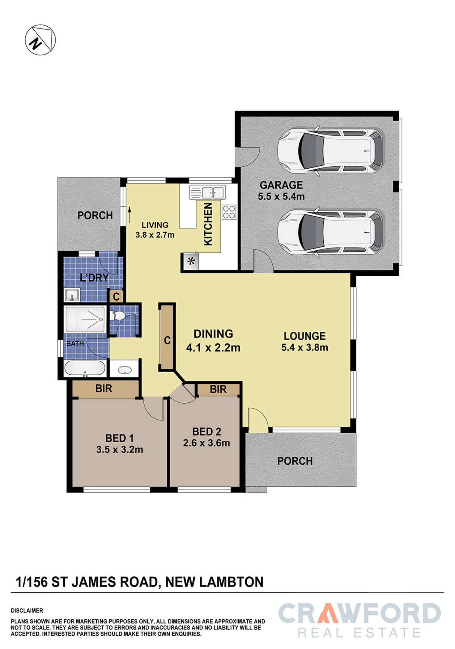 Floorplan of Homely villa listing, 1/156 St James Road, New Lambton NSW 2305