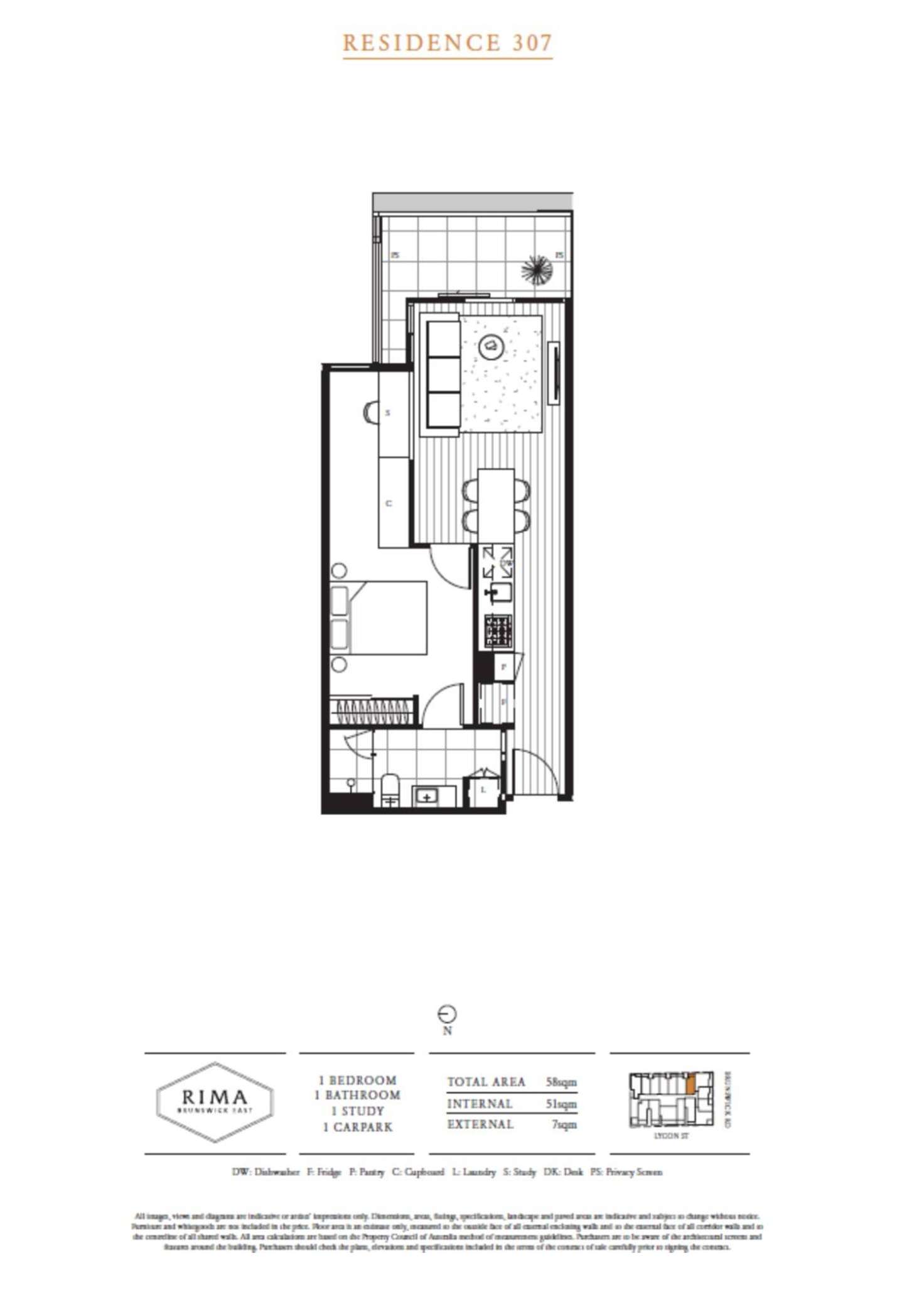 Floorplan of Homely apartment listing, 307/26 Lygon Street, Brunswick East VIC 3057