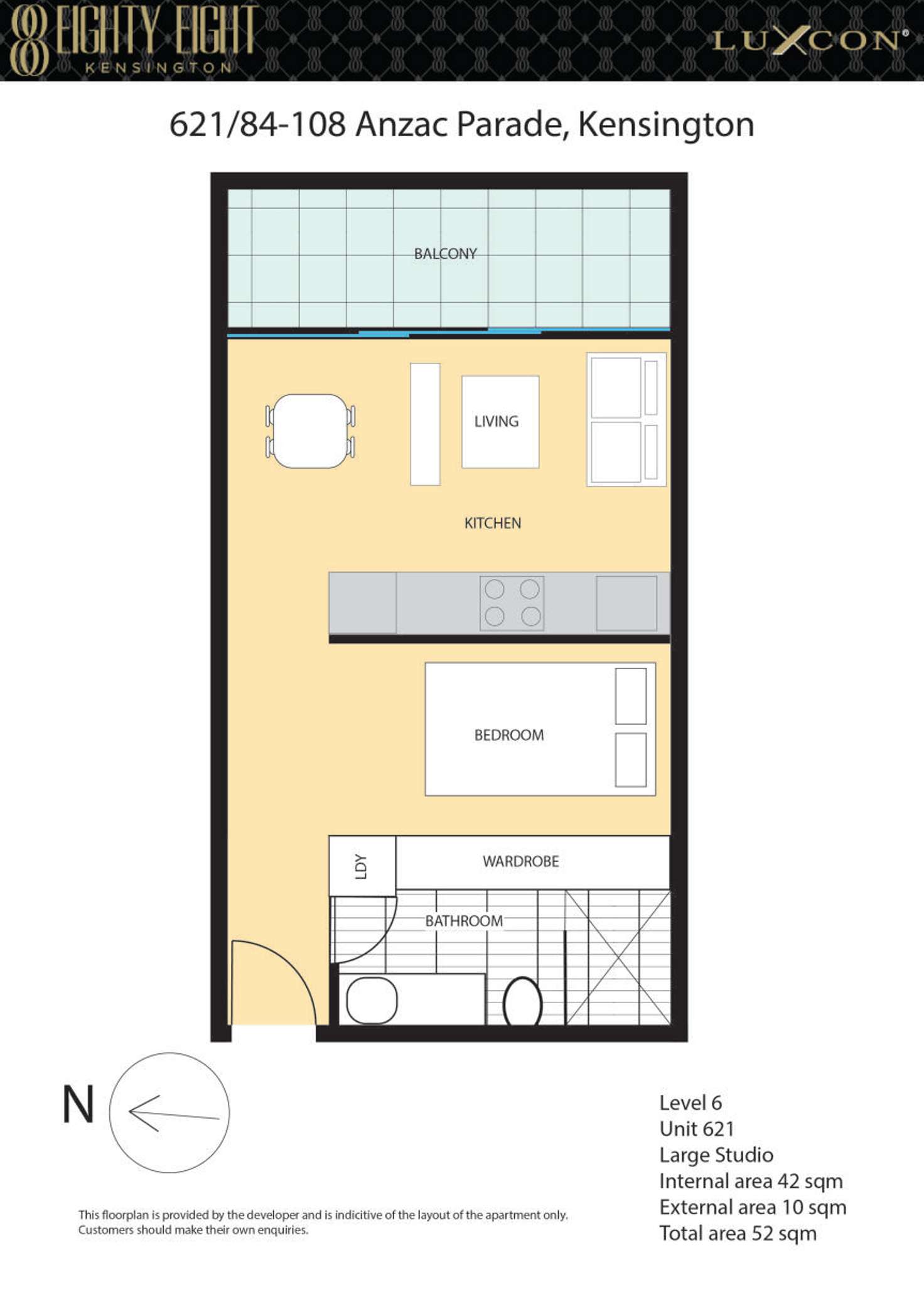 Floorplan of Homely apartment listing, 621/84-108 Anzac Parade, Kensington NSW 2033