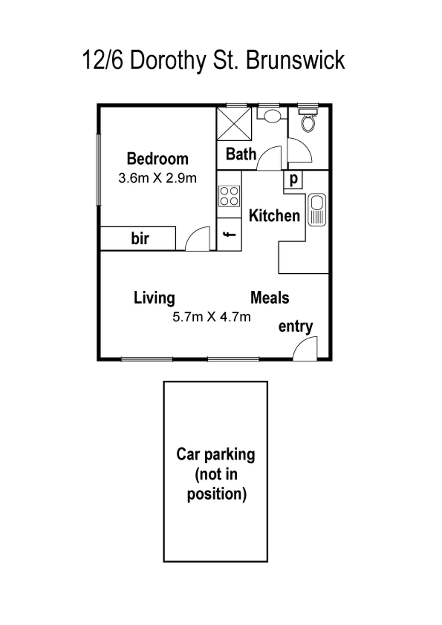 Floorplan of Homely apartment listing, 12/6 Dorothy Street, Brunswick VIC 3056