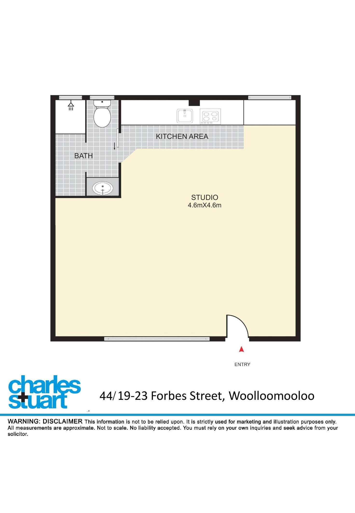 Floorplan of Homely studio listing, 44/19-23 Forbes Street, Woolloomooloo NSW 2011