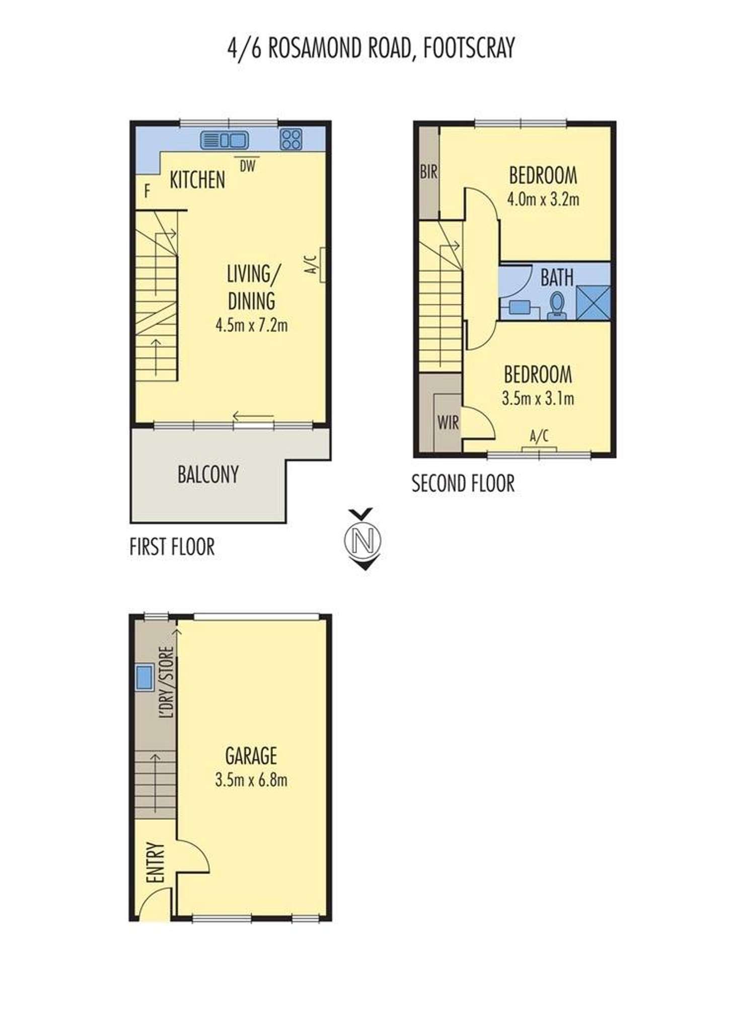 Floorplan of Homely townhouse listing, 4/6 Rosamond Road, Footscray VIC 3011