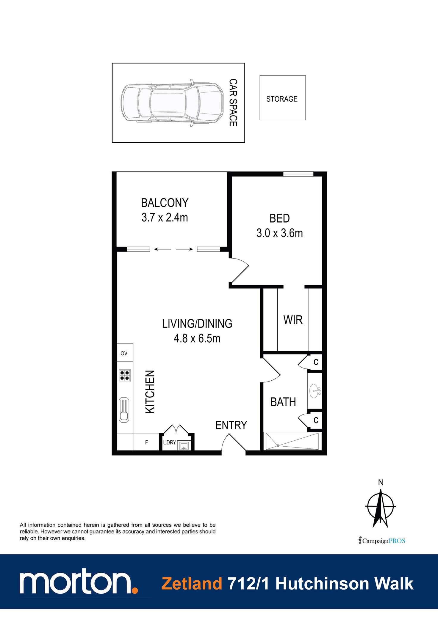Floorplan of Homely apartment listing, 712/1 Hutchinson Walk, Zetland NSW 2017