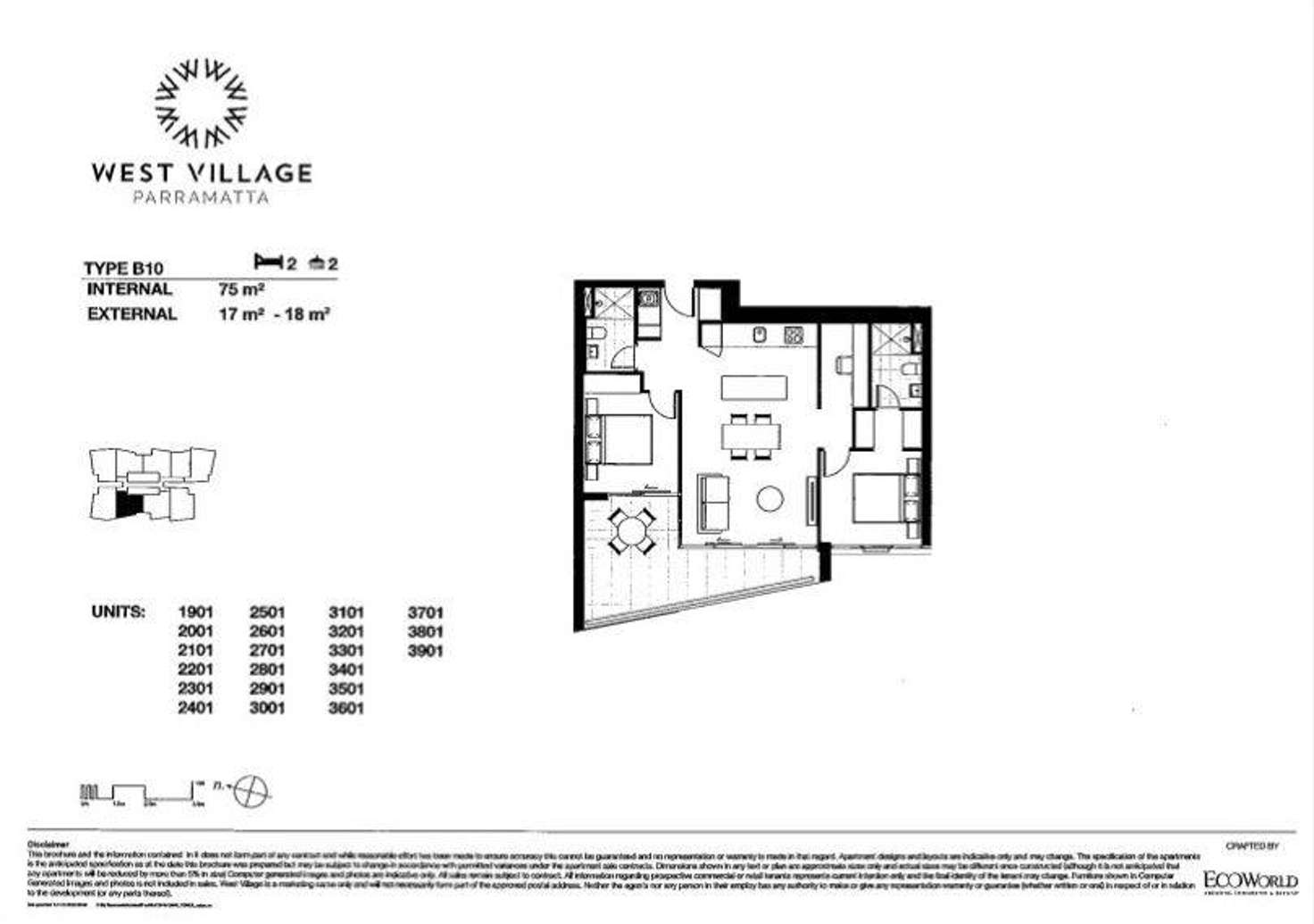 Floorplan of Homely apartment listing, 2601/88 Church Street, Parramatta NSW 2150