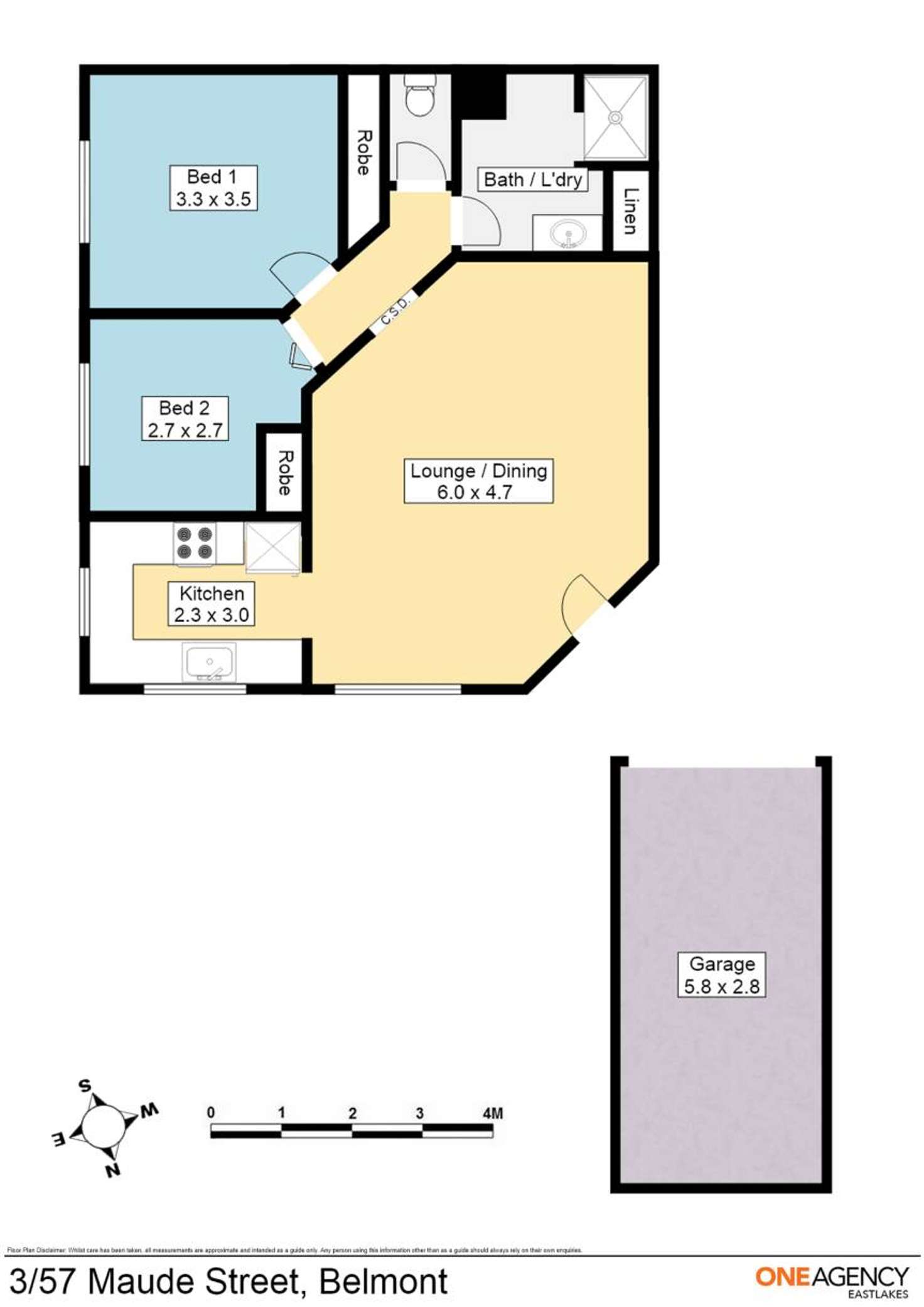 Floorplan of Homely unit listing, 3/57 Maude Street, Belmont NSW 2280