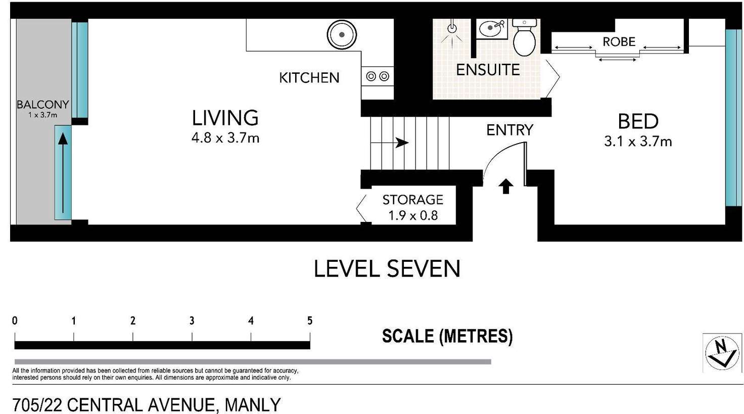 Floorplan of Homely apartment listing, 705/22 Central Avenue, Manly NSW 2095