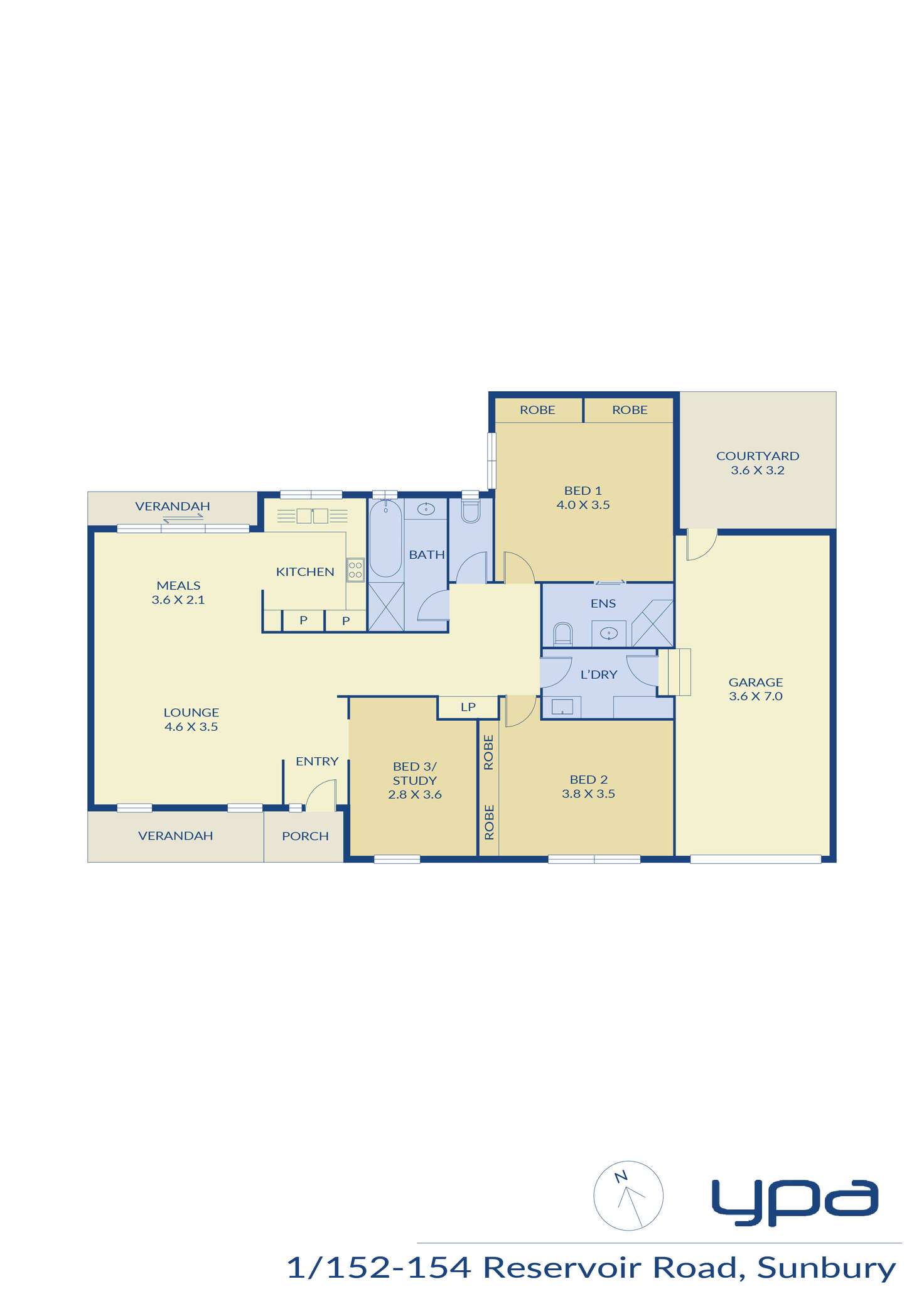 Floorplan of Homely unit listing, 1/152-154 Reservoir Road, Sunbury VIC 3429