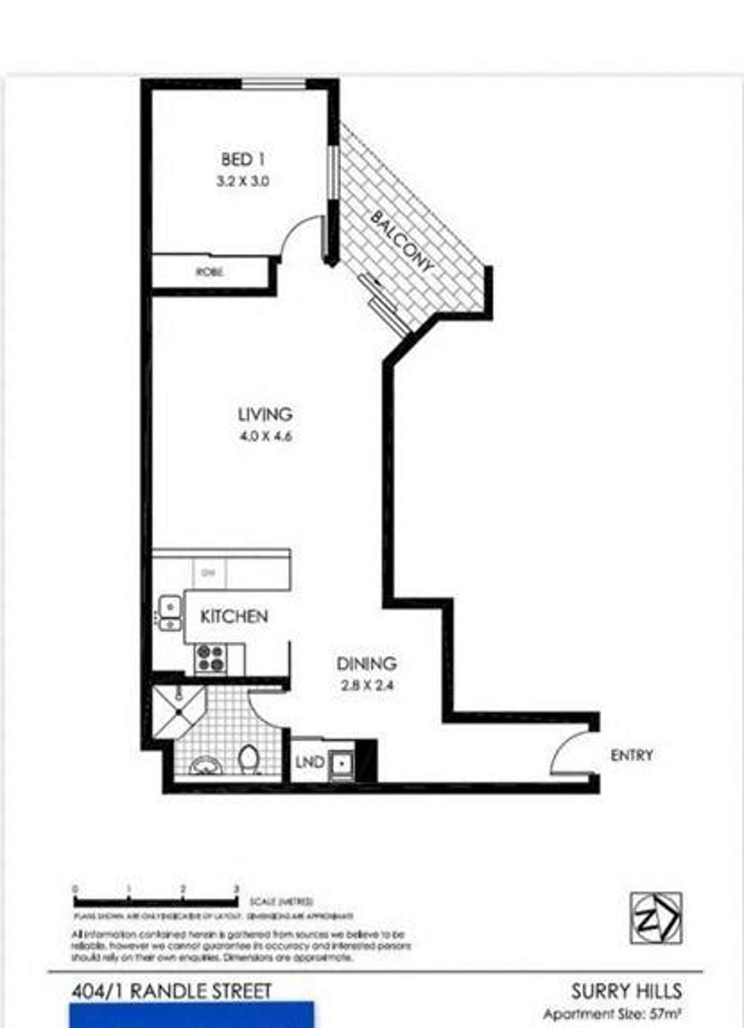 Floorplan of Homely apartment listing, 404/1-5 Randle Street, Surry Hills NSW 2010