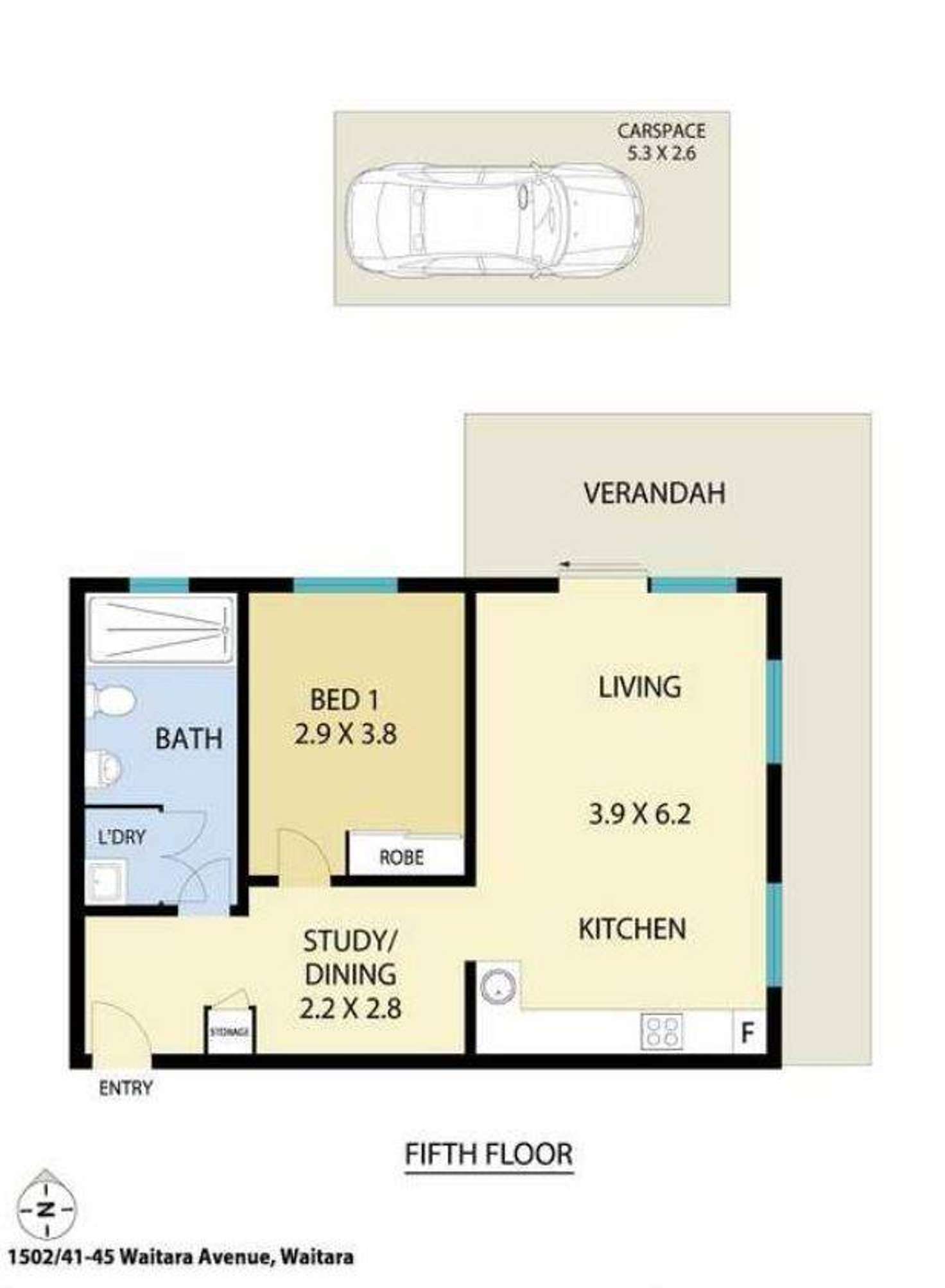 Floorplan of Homely apartment listing, 1502/41-45 Waitara Avenue, Waitara NSW 2077