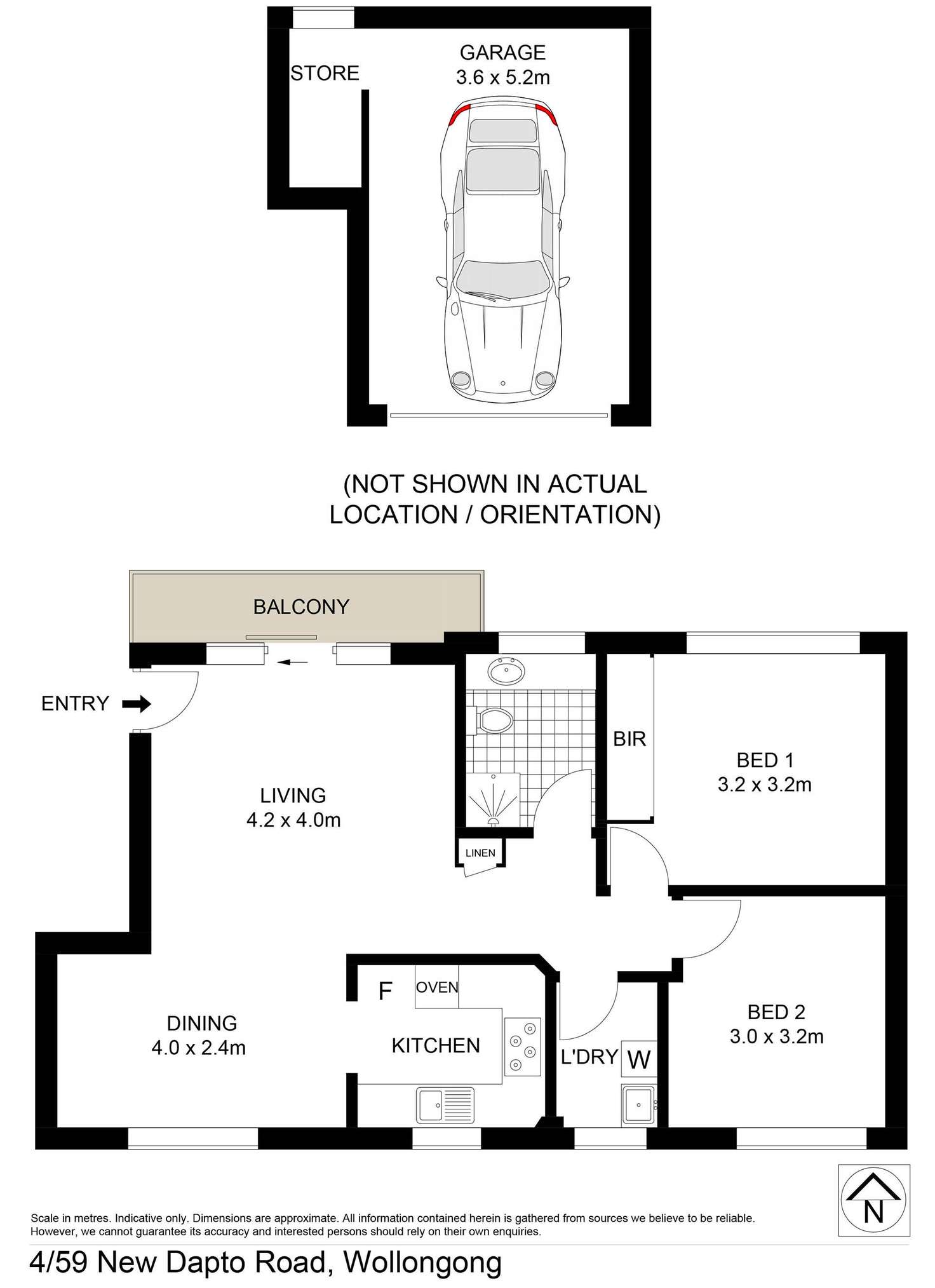 Floorplan of Homely apartment listing, 4/59 New Dapto Road, Wollongong NSW 2500