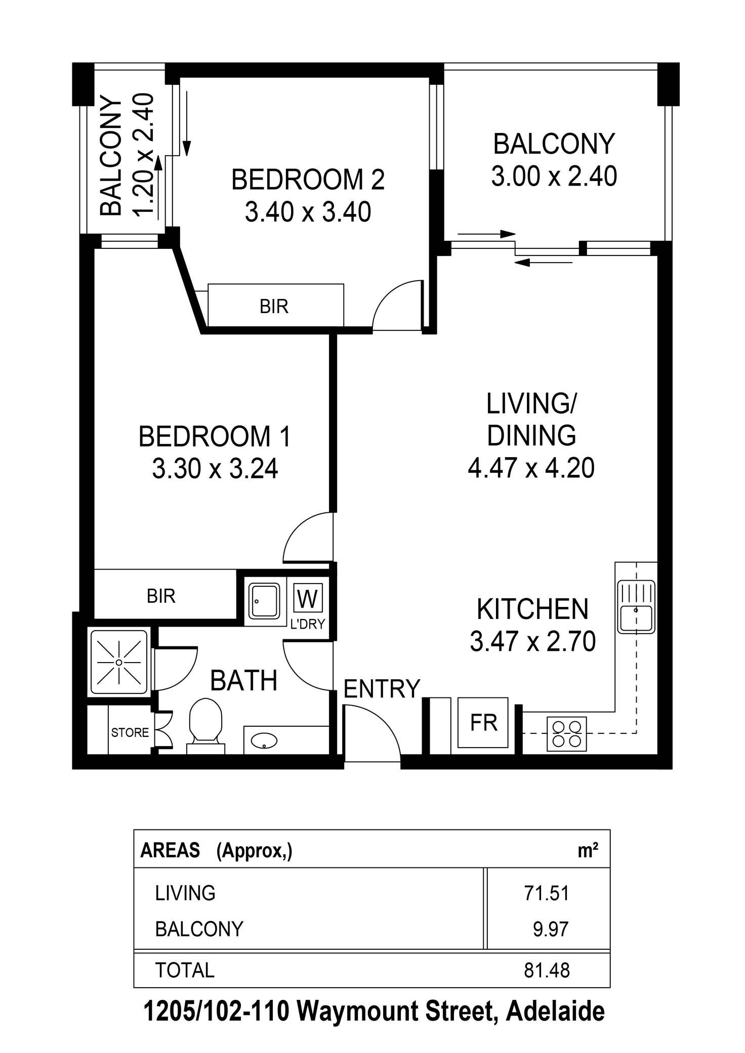 Floorplan of Homely apartment listing, 1205/102 Waymouth Street, Adelaide SA 5000