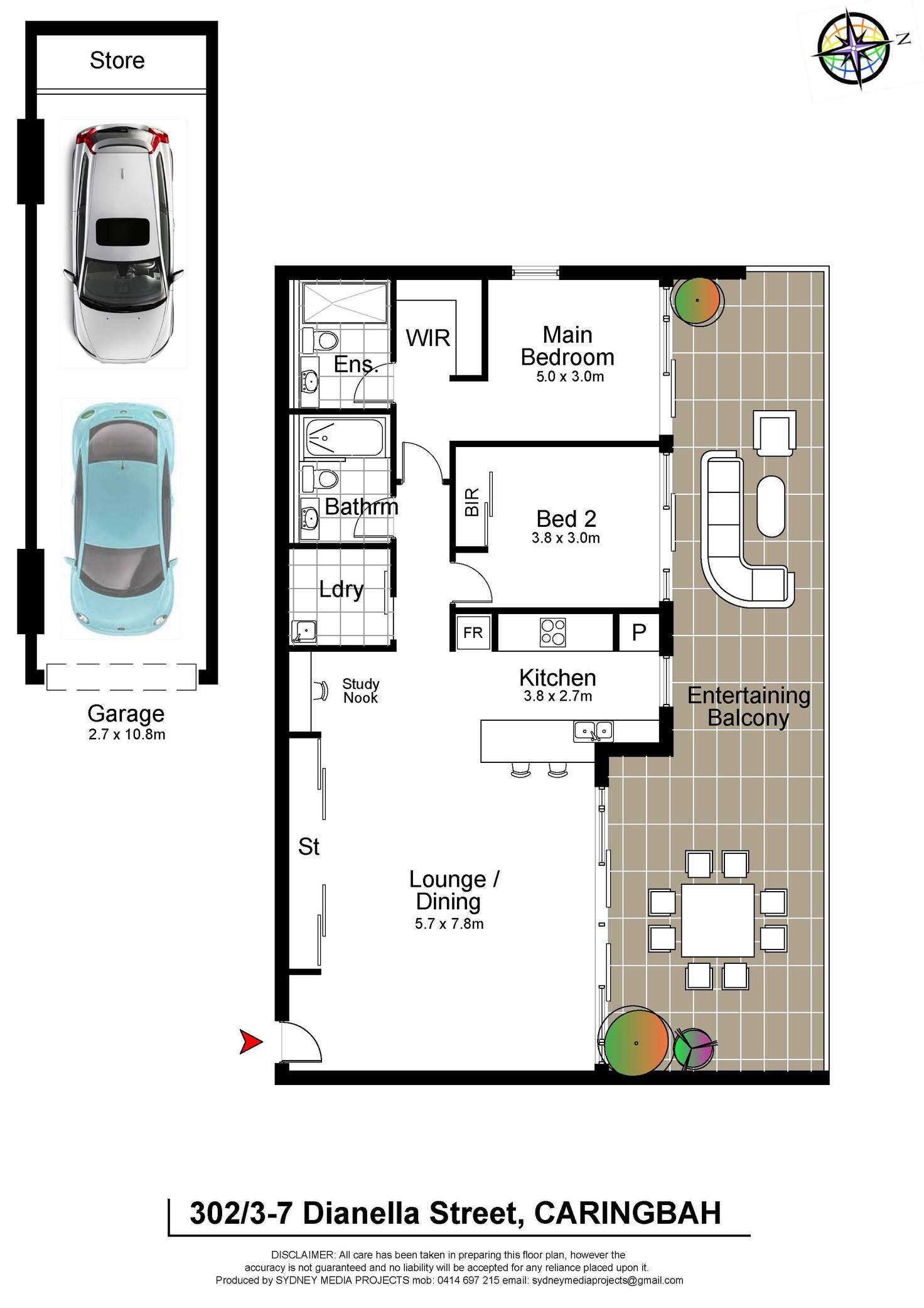 Floorplan of Homely apartment listing, 302/3 Dianella Street, Caringbah NSW 2229