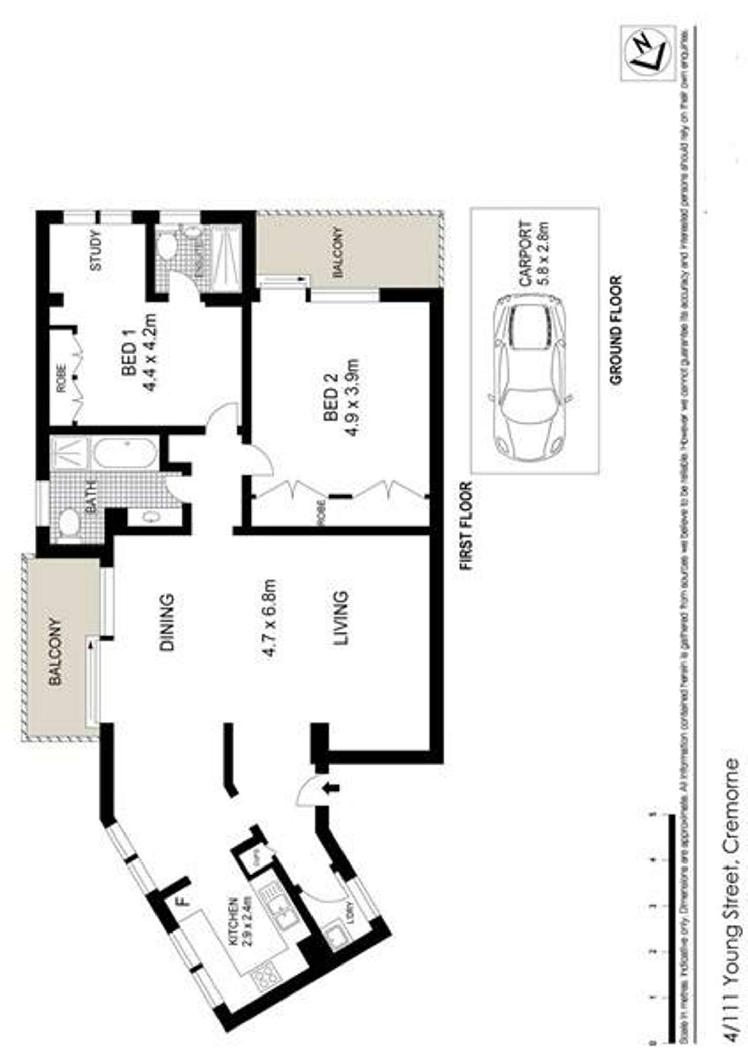 Floorplan of Homely apartment listing, 4/111-113 Young Street, Cremorne NSW 2090