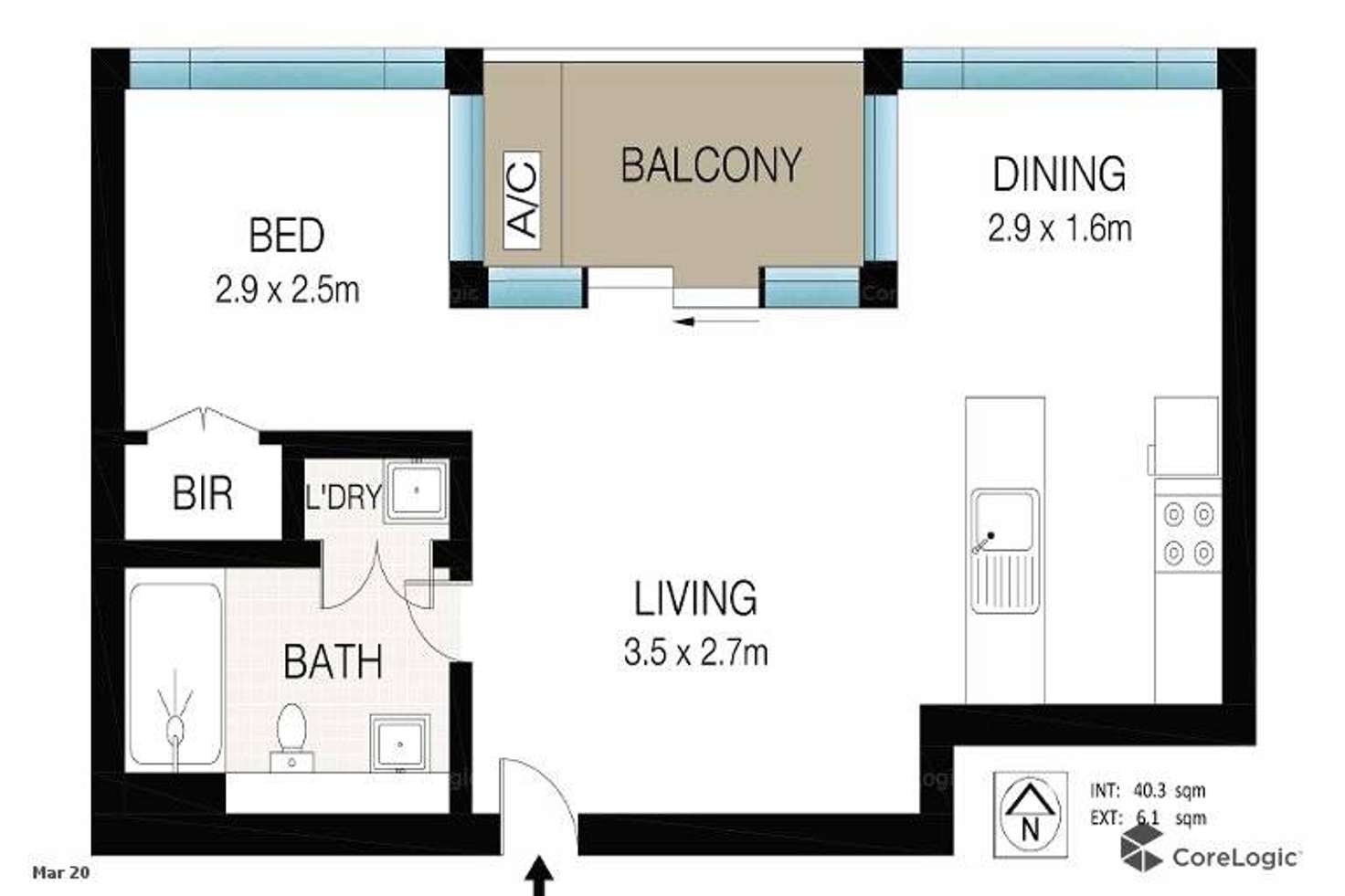 Floorplan of Homely apartment listing, 302/267 Sussex Street, Sydney NSW 2000