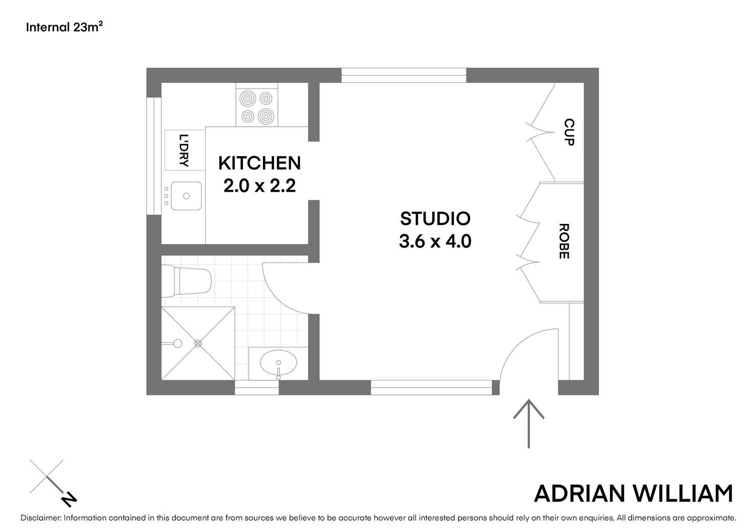 Floorplan of Homely studio listing, 1/93 Camden Street, Enmore NSW 2042