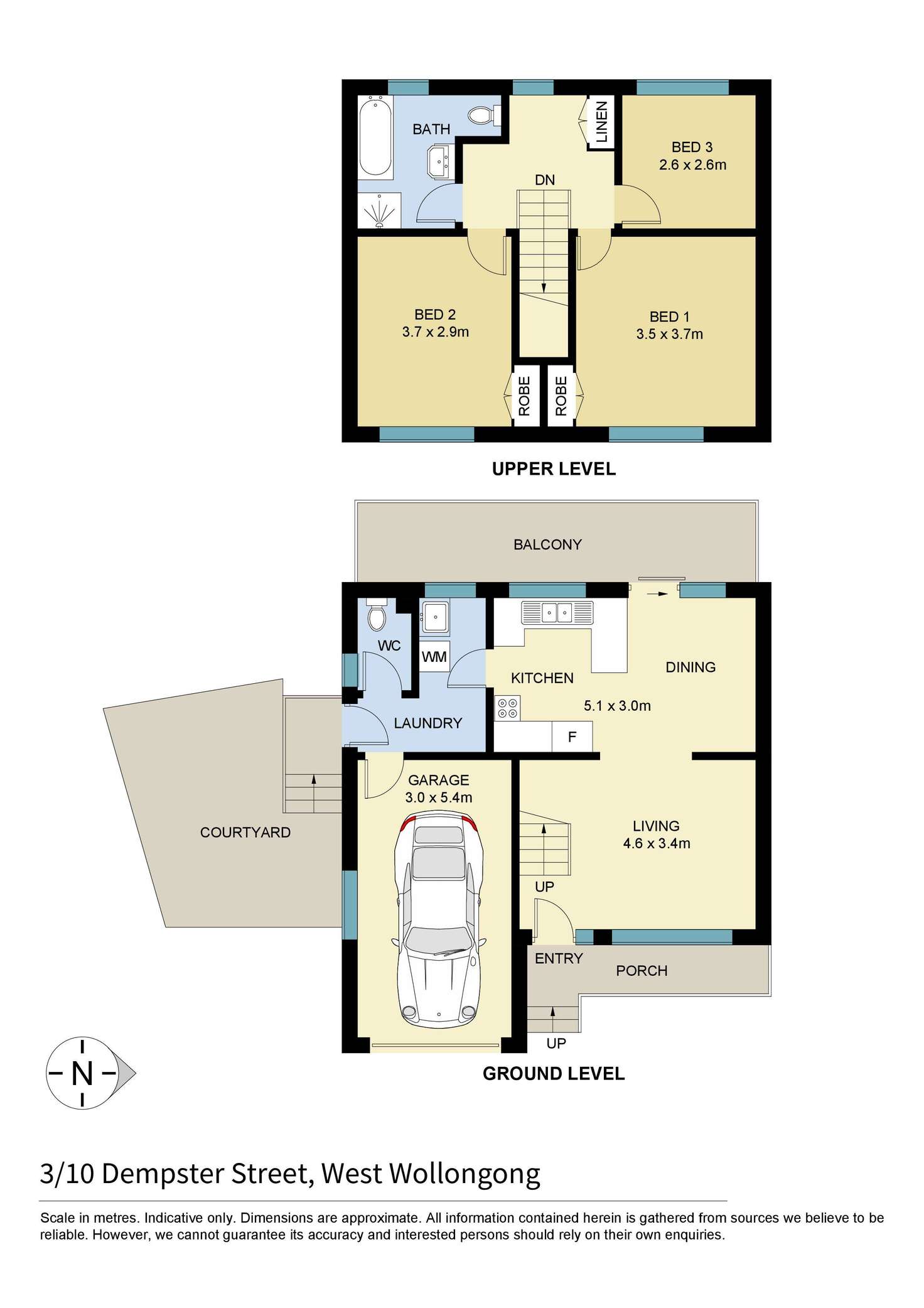 Floorplan of Homely townhouse listing, 3/10 Dempster Street, West Wollongong NSW 2500