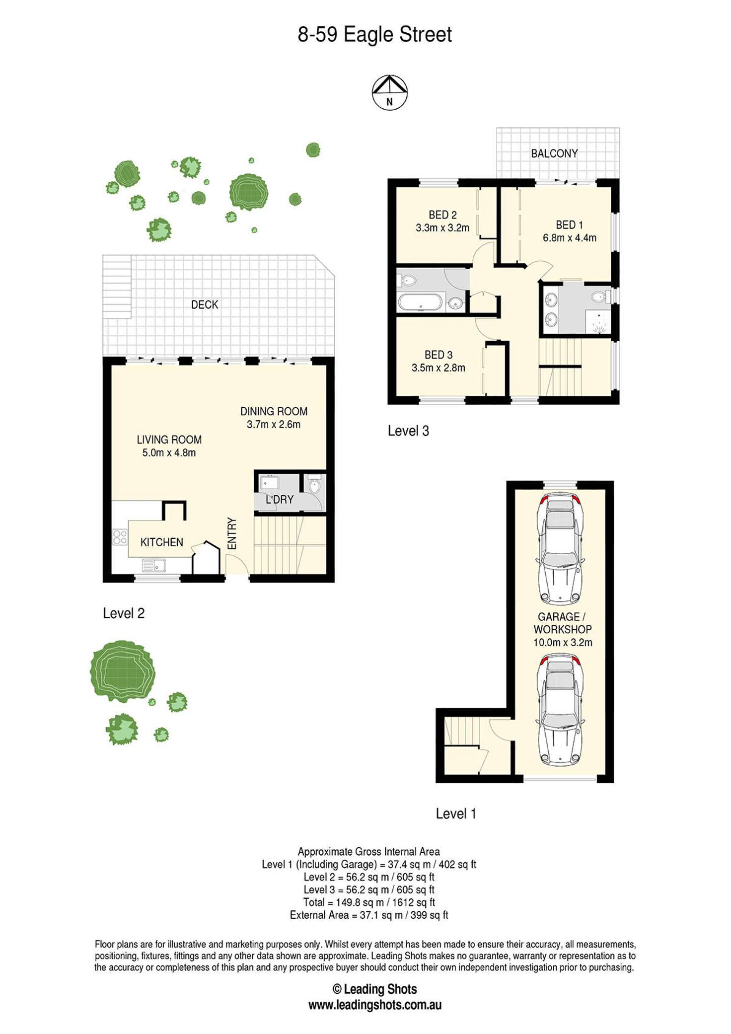 Floorplan of Homely townhouse listing, 8/59 Eagle Street, Alderley QLD 4051