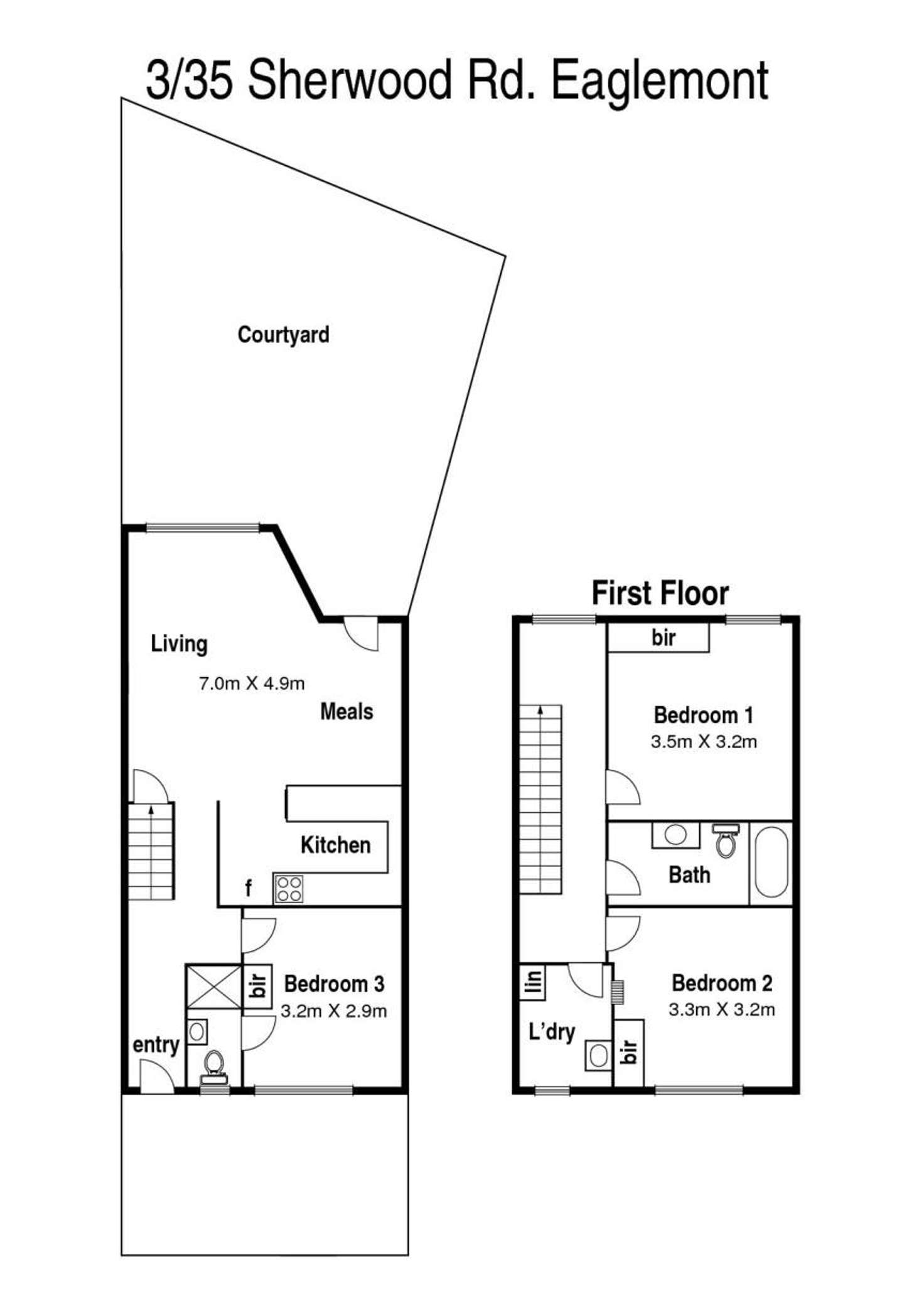 Floorplan of Homely townhouse listing, 3/35 Sherwood Road, Ivanhoe VIC 3079