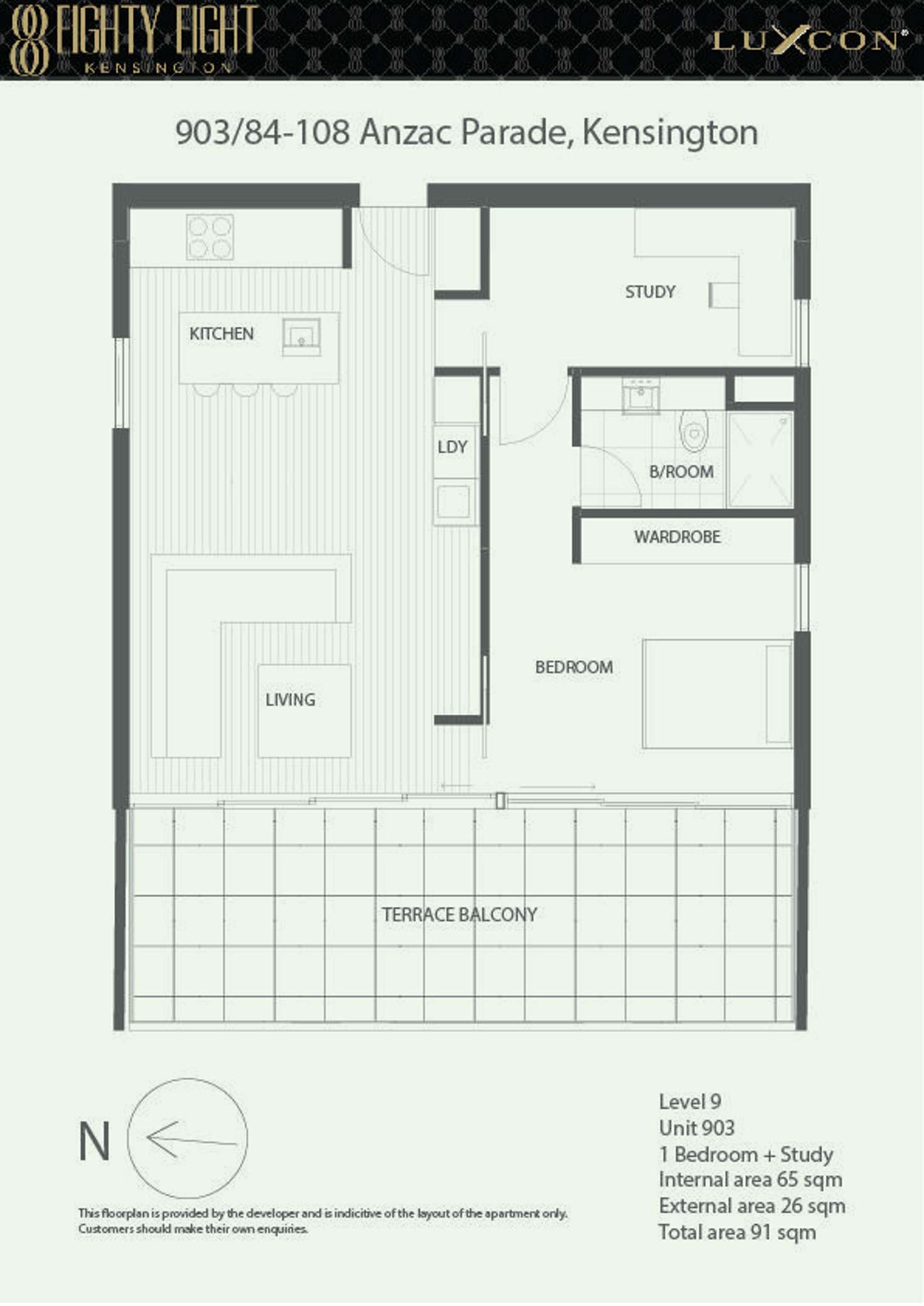 Floorplan of Homely unit listing, 903/84-108 Anzac Parade, Kensington NSW 2033