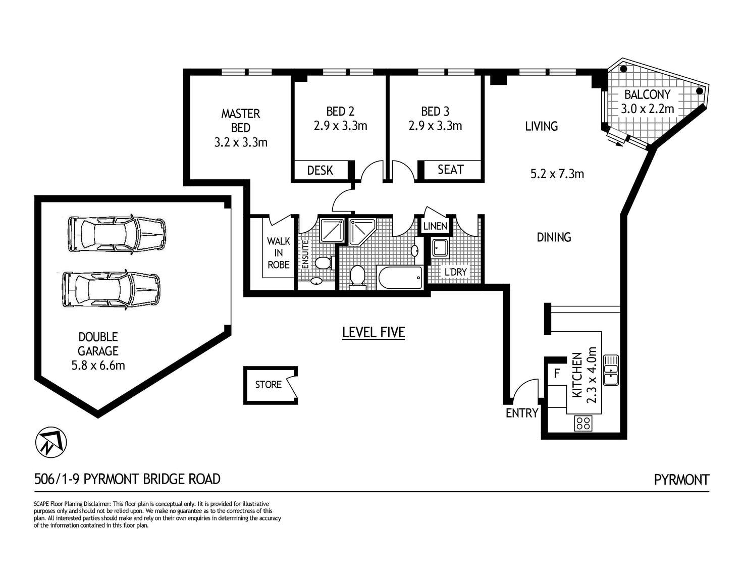 Floorplan of Homely apartment listing, 506/1-9 Pyrmont Bridge Road, Pyrmont NSW 2009